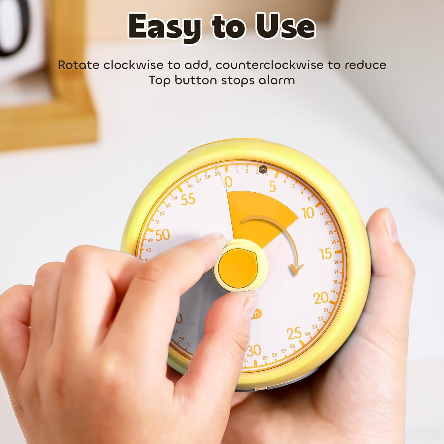 Visual Timer 60-Minute - Silent Analog Countdown Time Timer with Optional Alarm, Focus Tool for ADHD & Autism, Time Management for Homework, Chores, Office, Kitchen, Teaching & Study Routines