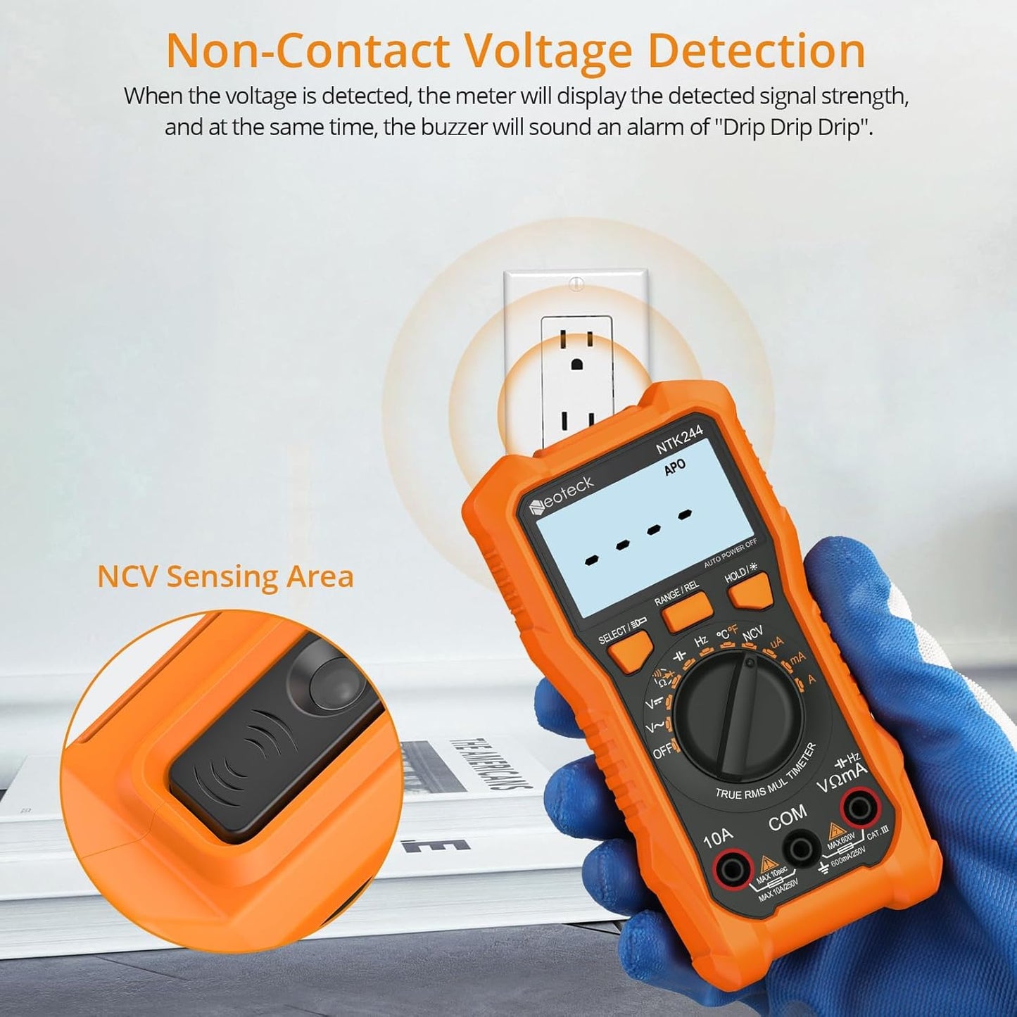 Neoteck 6000 Counts Digital Multimeter with NCV and TRMS Auto Range Multimeter for AC/DC Voltage&Current,Resistance,Capacitance,Frequency,Temperature,Duty Ratio,Continuity Voltmeter for Car Circuit