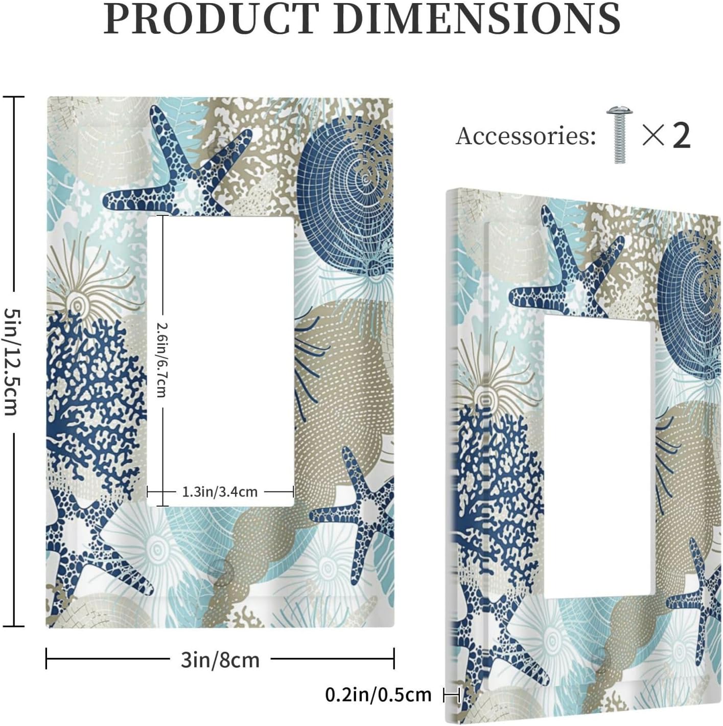 Decorative Outlet Covers Blue Starfish Brown Coral Ocean 1 Gang Rocker Light Switch Cover Plate Single Wall Plates for Electrical Outlets Switch Plate Covers Faceplate for Girlroom Home Decor