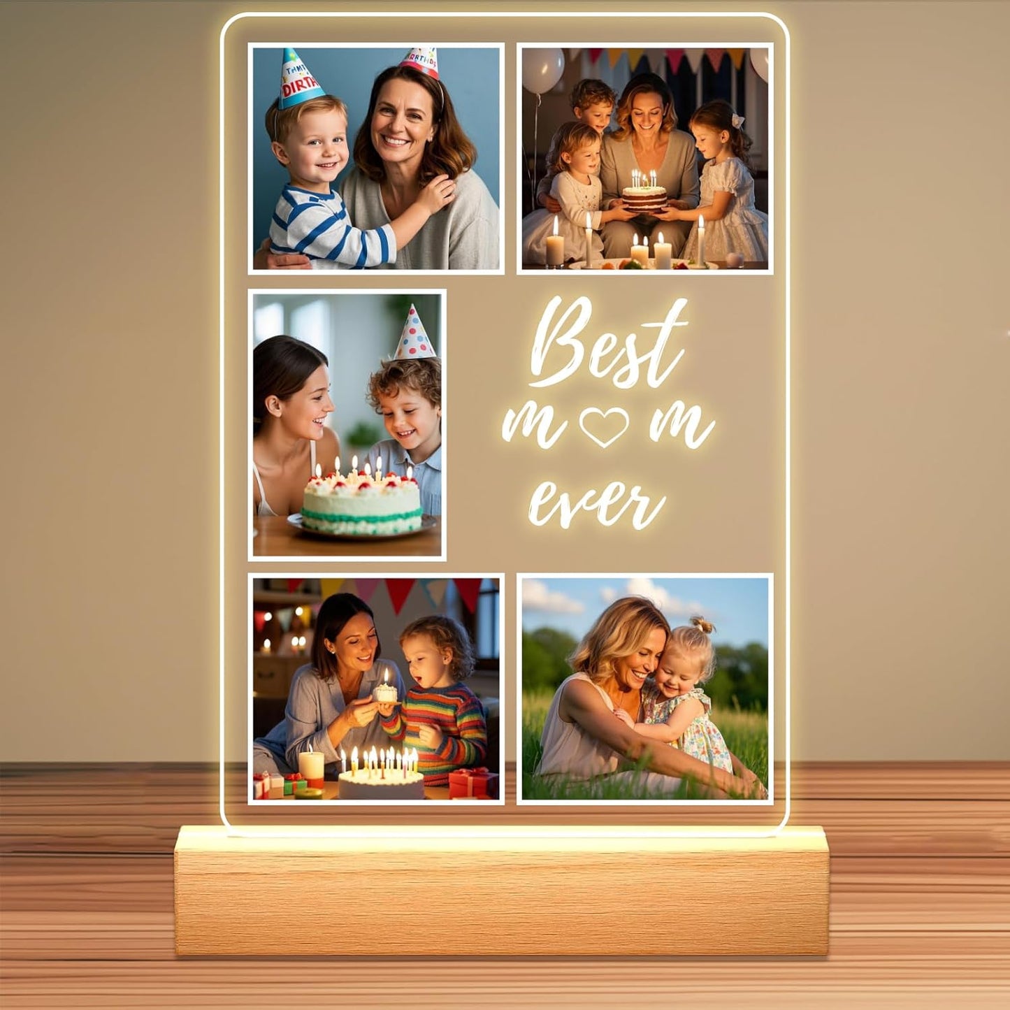 Personalized Picture Frames with Photo, Custom Photo Frame with Night Light, Customized Girlfriend Photo Gifts, Ideal Gift for Couples Anniversary Birthday Mom Dad Him Her