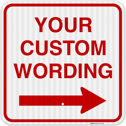 Custom Square Left or Right Arrow Sign, Personalize for Office, Business, Workplace, office, Home, Airbnb, Delivery Signs, 18x18 Inches Yellow, 3M EGP Reflective .063 Aluminum, Fade Resistant,