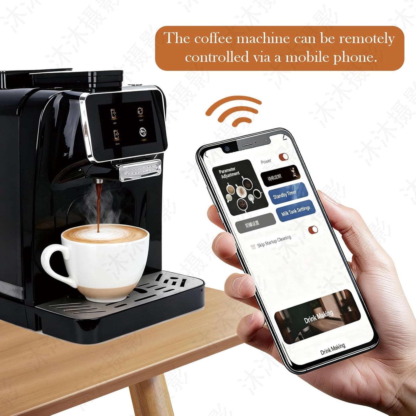 Fully Automatic Espresso Coffee Machine with Milk Cooler 4.3" Touchscreen Dual Heating 11 One Touch Beverages Adjustable Grinder & Milk Frother WiFi Smart Control
