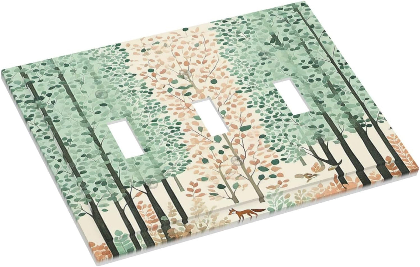 Boho Wildflower Forest Woodland Animals Decorative Switch Plates 3 Gang Wall Plate Triple Toggle Light Switch Cover Electrical Wall Panels Faceplate for Bedroom Bathroom Decor