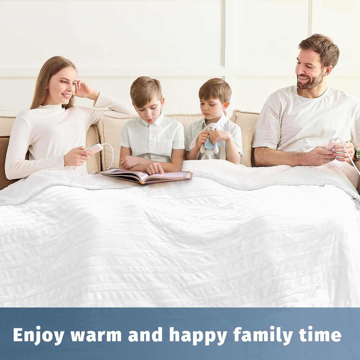 Heated Electric Blanket Queen Size - 84" x 90" Heating Blanket with Dual Control, 10 Heating Levels & 8 Hours Auto Off, Soft Warm Flannel Blanket, Christmas Birthday Gifts for Senior Grandma