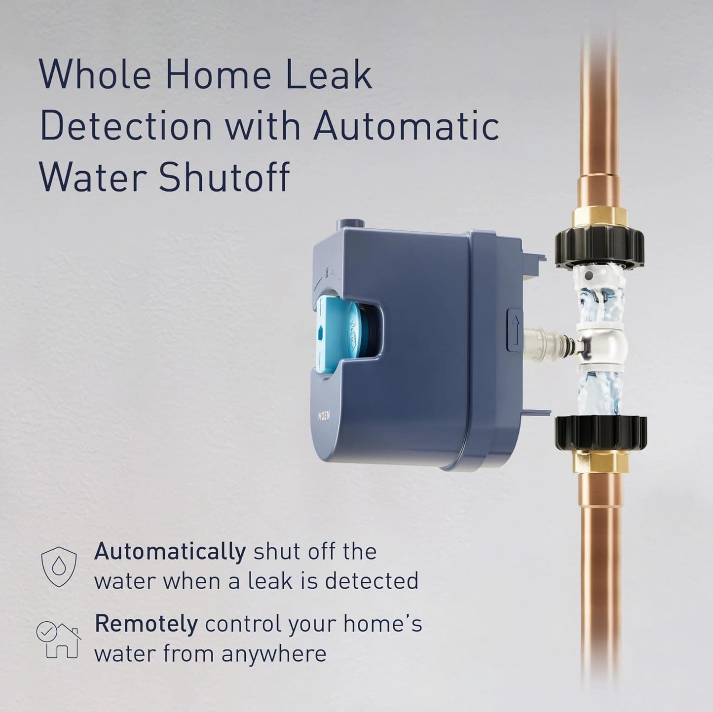 Moen Flo Smart Water Monitor and Automatic Shutoff Sensor, Wi-Fi Water Leak Detector for 3/4-Inch Diameter Pipe, 900-001
