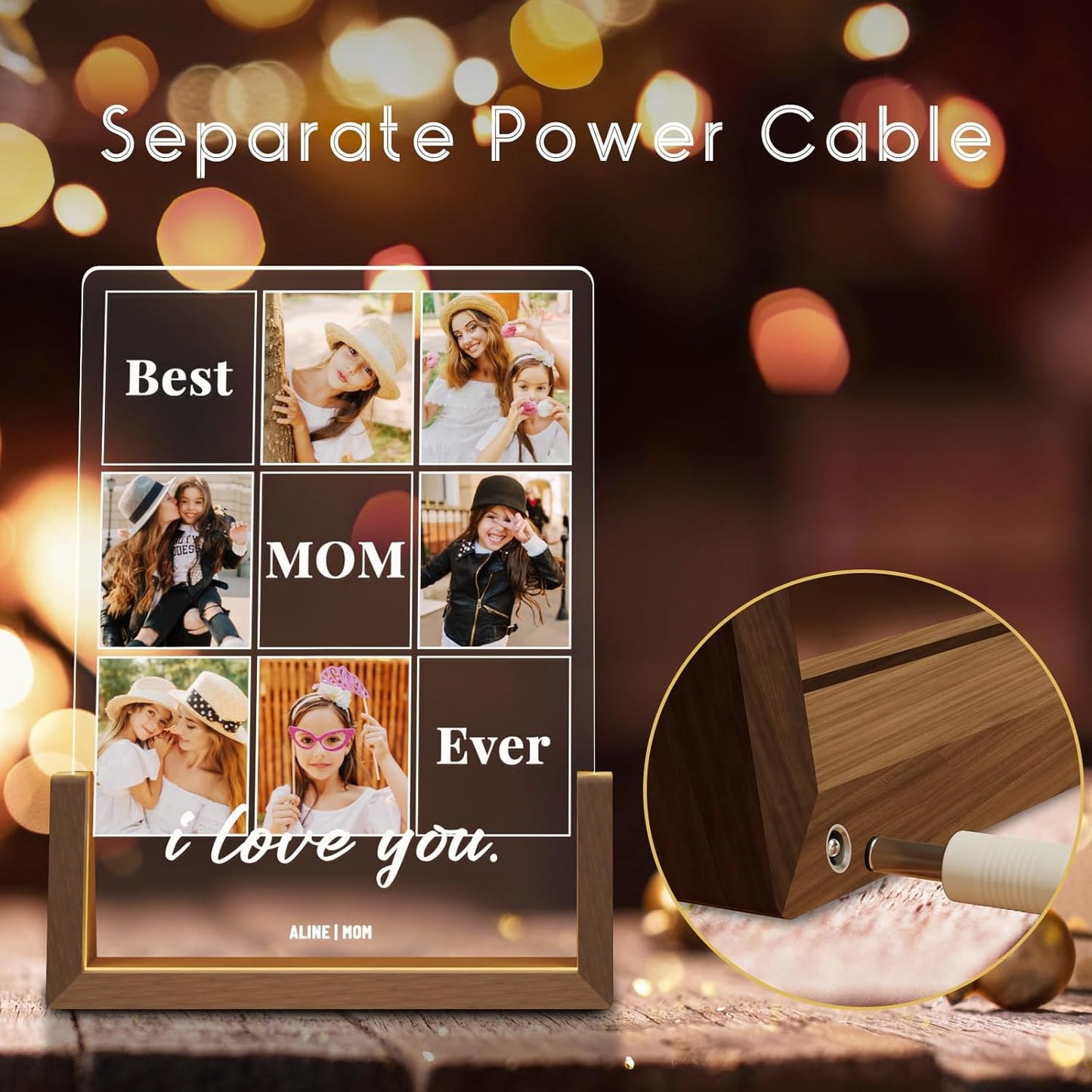 Photo Decorative Plaque Personalized Mom Gift for Mothers Day from Daughter Son Kids, Customized for Wife from Husband, Best Mom Ever