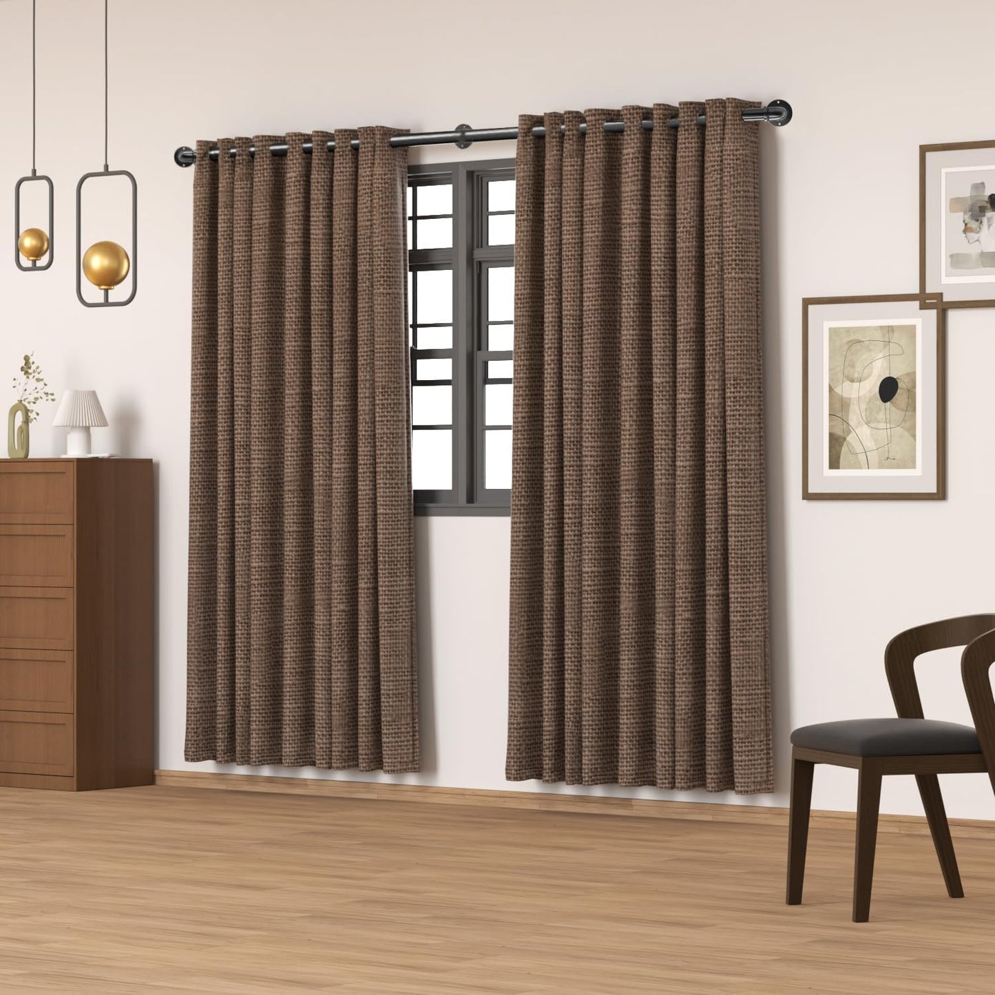 Industrial Curtain Rods 18 to 120 in,Wrap Around Rods, Adjustable Curtain Pole,1 in Diameter Pipe Wall or Ceiling Mounted,for Living Room(Antique Nickel 18” to 120”)