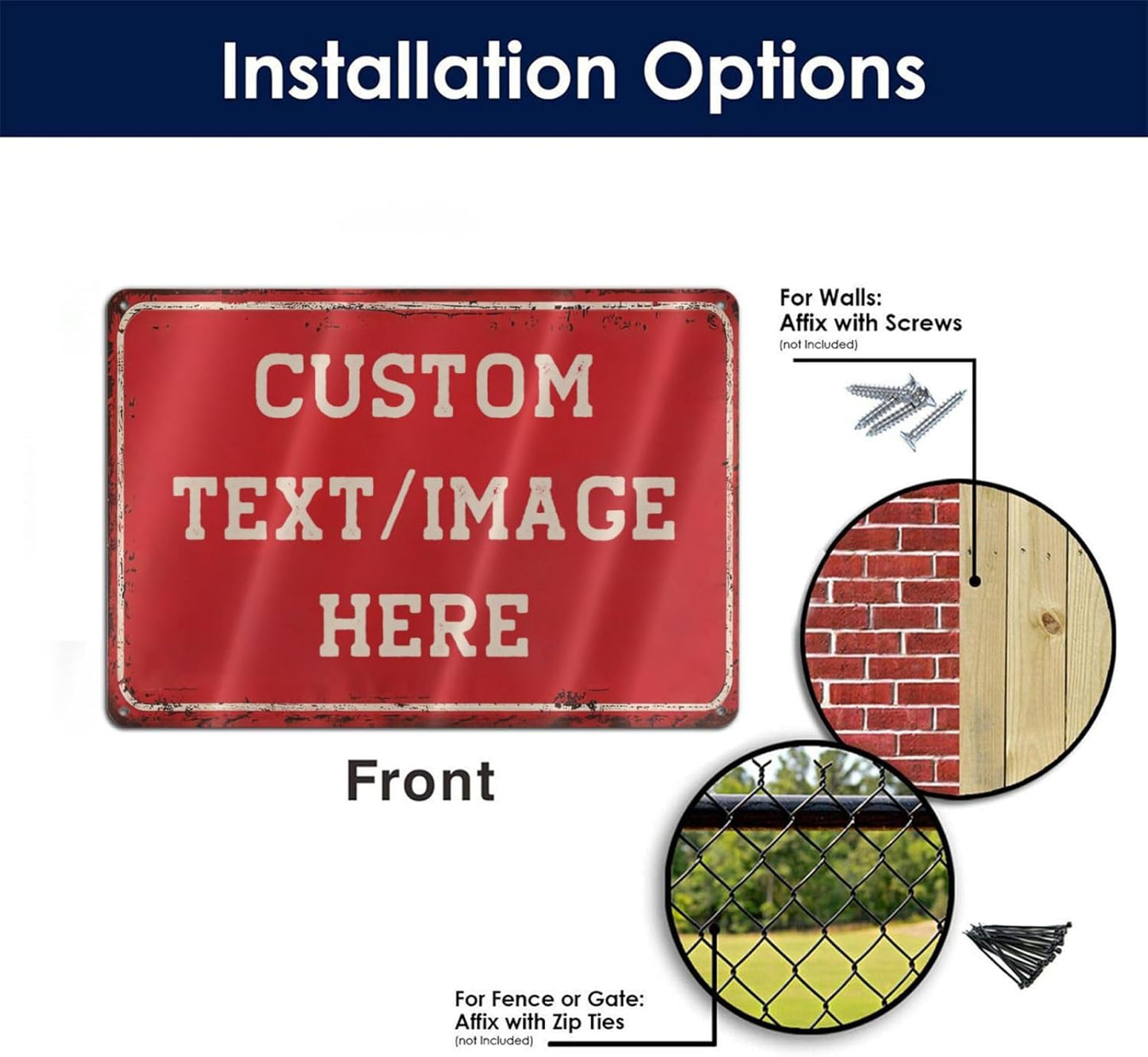 Custom Sign with Directional Arrow Rustic, Personalized Wall Decor, Vintage Metal Signs, 22''x16'' Customized Retro Aluminum Sign for Home Office Bar Yard Garden Outdoor Gift
