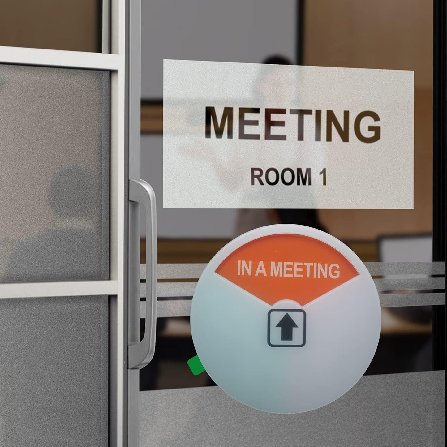 Privacy Door Sign, Welcome Come in/in a Meeting/Out of Office/Office/Conference Sign for Offices,with Strong Adhesive Tape, 4 x 4 x 0.3 Inch Acrylic, (White, 1 Pack)