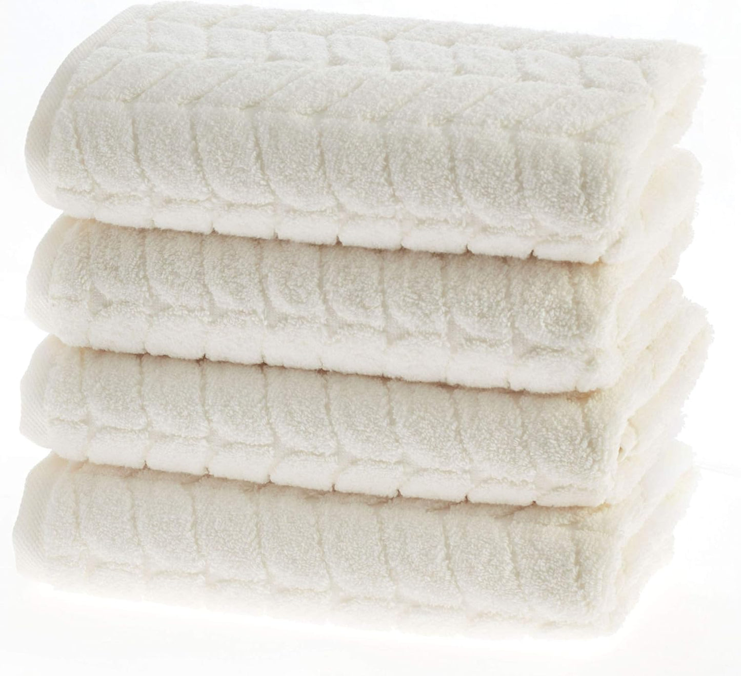 BAGNO MILANO Turkish Bath Towels, Soft Plush Jacquard Luxury Bath Towels, Quick Dry Towel Set (Cream, 4 Pcs Hand Towel Set)