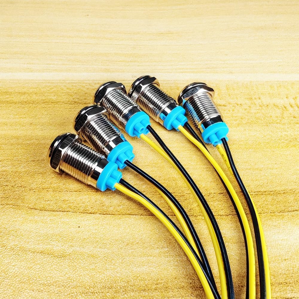 5pcs 10mm LED Metal Indicator Light 110V-220VAC Waterproof Signal Lamp (White)