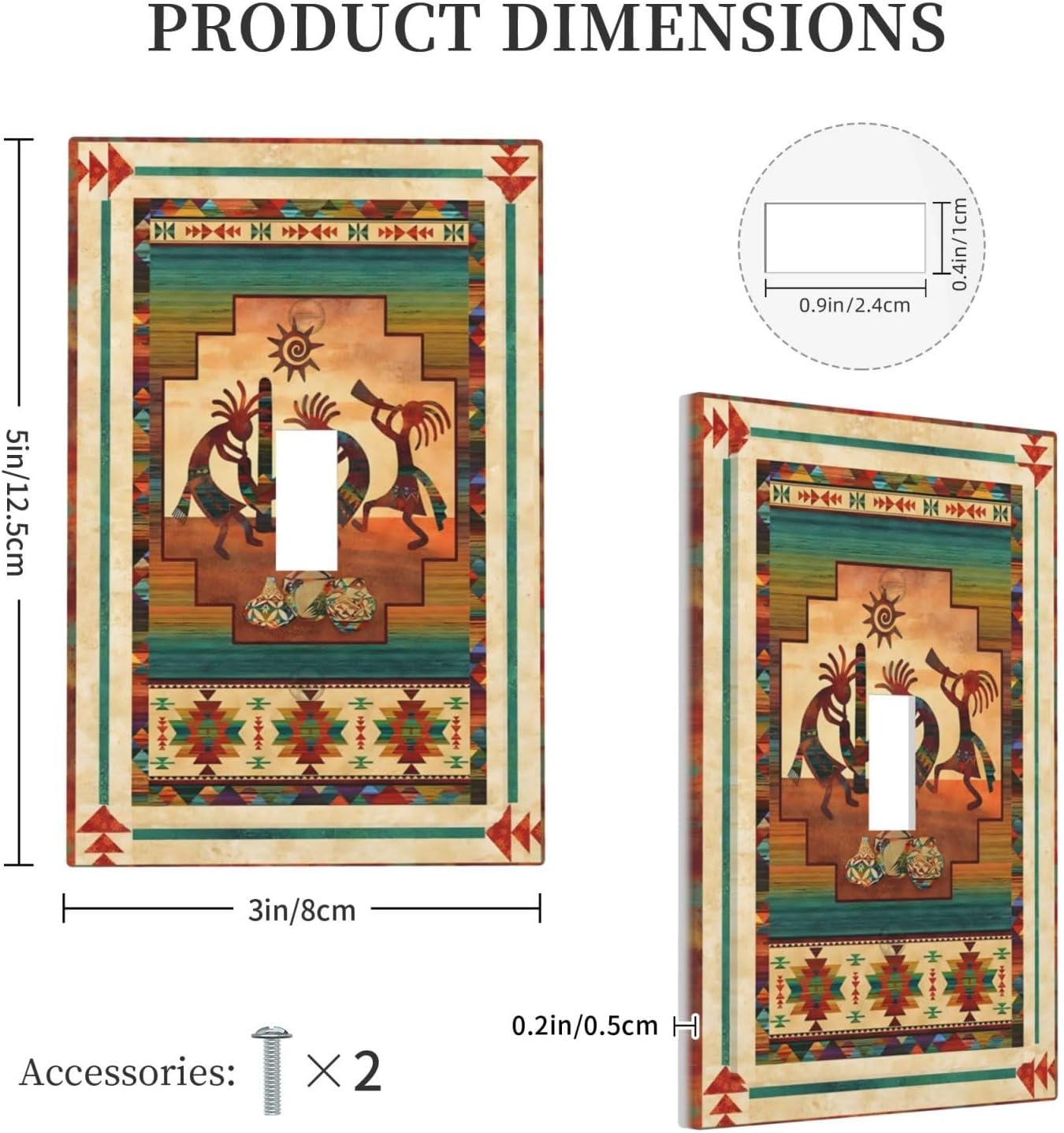 Decorative Light Switch Plate Covers Native American African Afro 1 Gang Light Switch Cover Plate Single Toggle Wall Plate Outlet Covers Faceplate for Home Bedroom Decor （2 Pack）