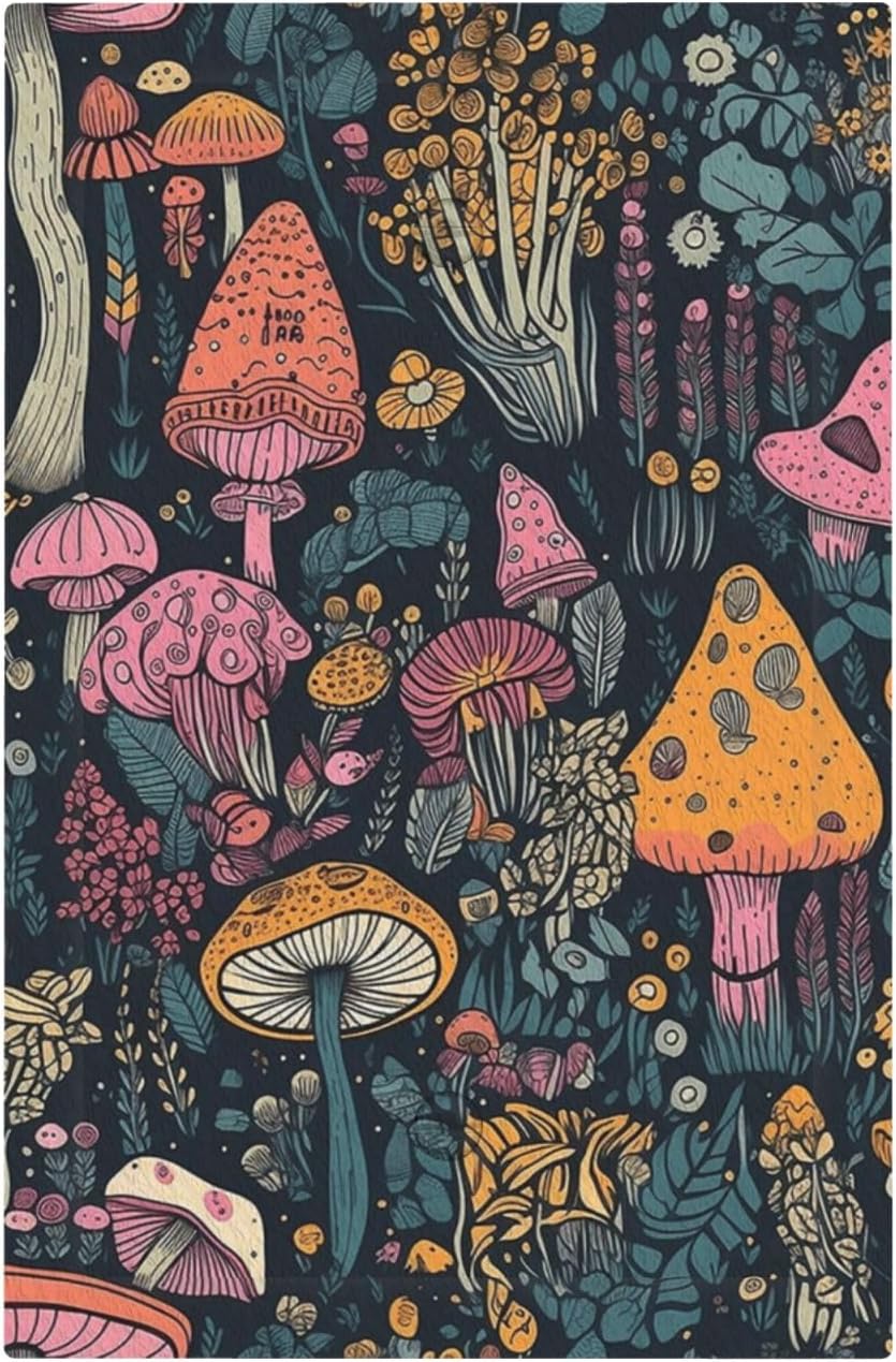 Decorative Light Switch Plate Covers Pink Orange Mushrooms Green Plant 1 Gang No Device Single Blank Outlet Covers Wall Plate Light Switch Cover Plate Faceplate for Bedroom Home Decor