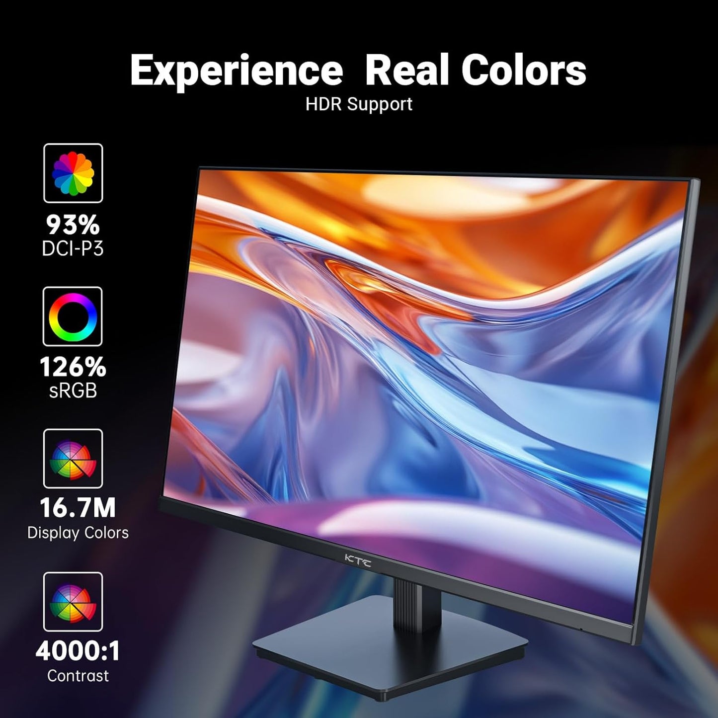 KTC 24 Inch FHD 1080P 100Hz Computer Monitor, VA Panel FreeSync PC Gaming Monitor, HDMI VGA Ports, HDR, 4000：1 Contrast, LowBlue Mode, Ergonomic Tilt Eye Care for Home Office