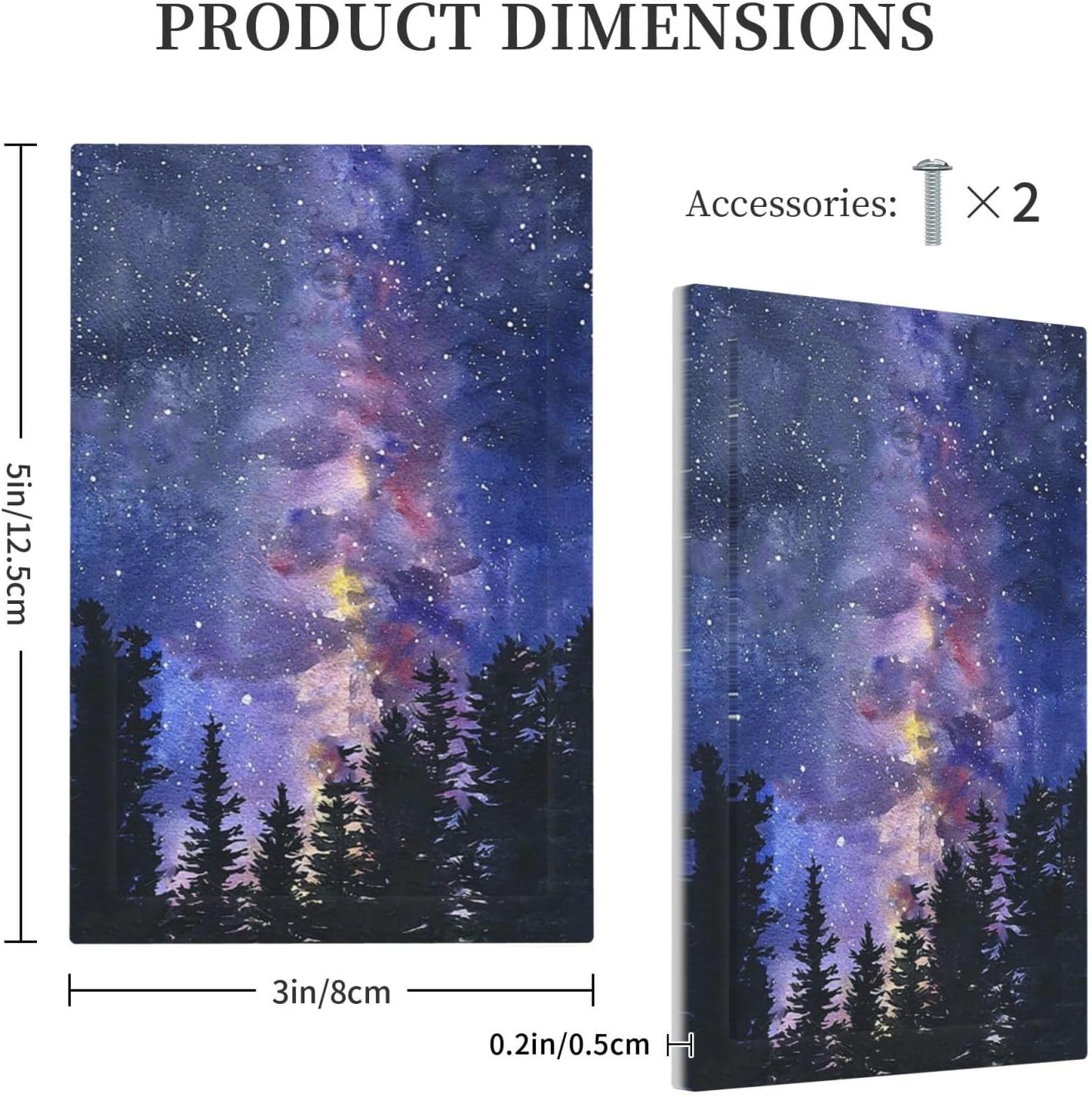 Light Switch Cover Plate Dream Milky Way Starry Forest Pine Watercolor Painting 1 Gang No Device Blank Electrical Wall Plates Faceplate Decorative Switch Plate for Bedroom Home Decor