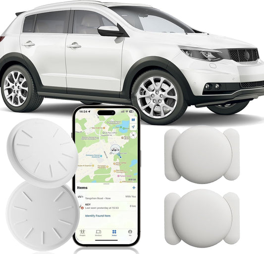 Tracker Device for Vehicles,Real Time GPS Car Tracker Work with Apple Find My(iOS Only),No Monthly Fee Anti-Theft Hidden Car GPS Tracker with Magnetic Case (White,2PCS)