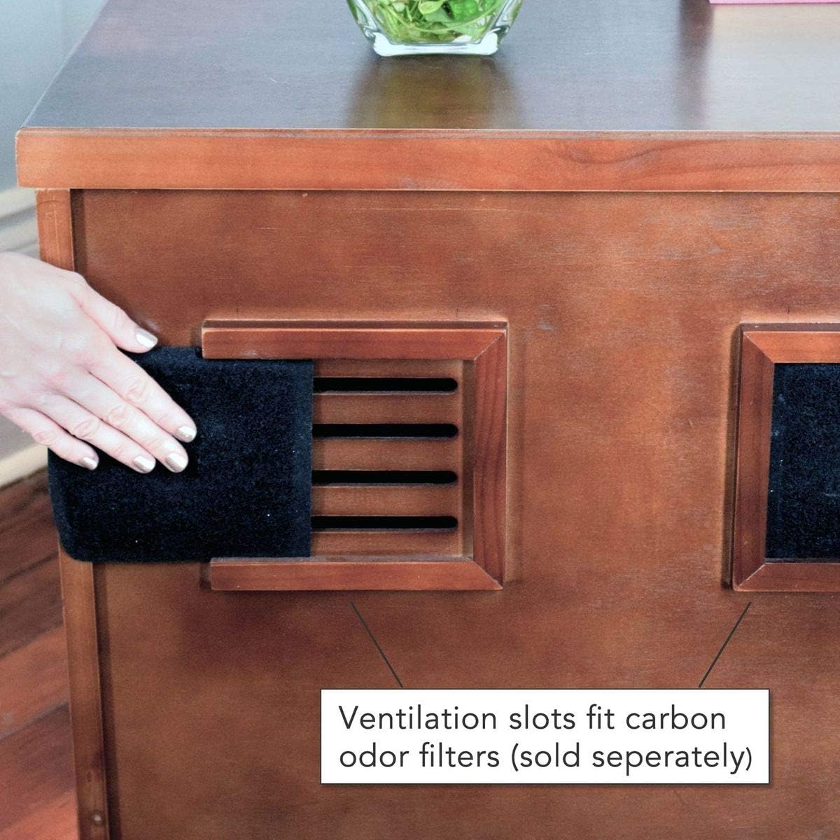 THE REFINED FELINE Cat Litter Box Enclosure Cabinet, Shaker, Mahogany Brown, Tapered Feet, Large, Hidden Litter Cat Furniture with Drawer
