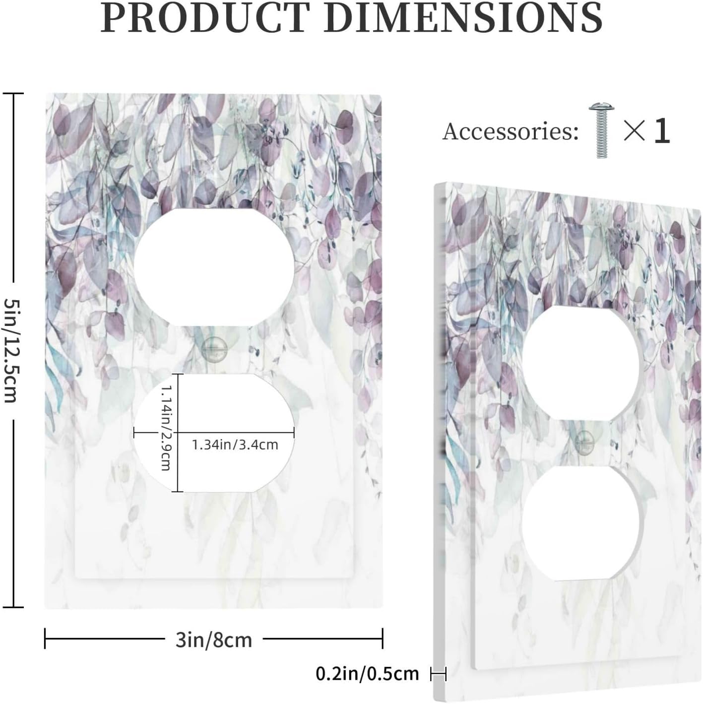 Hazy Leaves Ivy Nature Plants Eucalyptus Leave Outlet Covers 1 Gang Duplex Light Switch Cover Decorative Switch Plates Electrical Receptacle Faceplate Wall Plate for Bedroom Home Decor