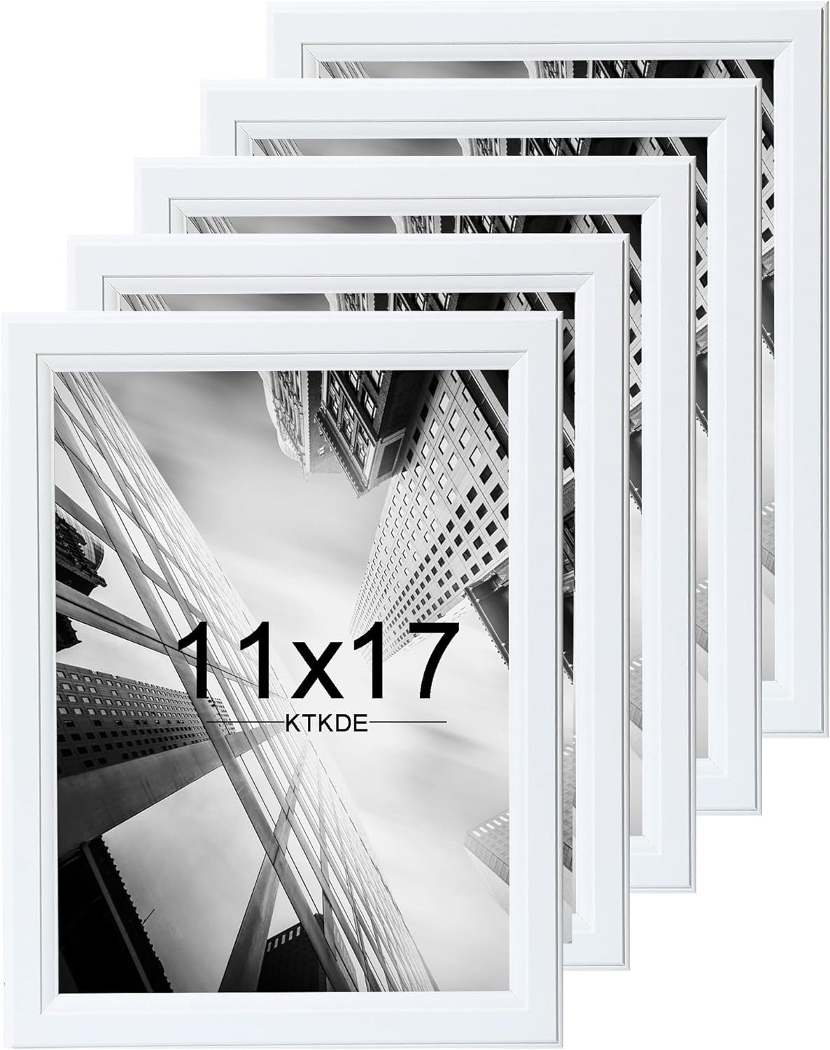 KTKDE 11x17 Picture Frame Set of 5,White Wooden frames, Vertical & Horizontal Wall Hanging for Wall Display,Studio Gallery Photo Frame for Photos, Posters & Art Prints