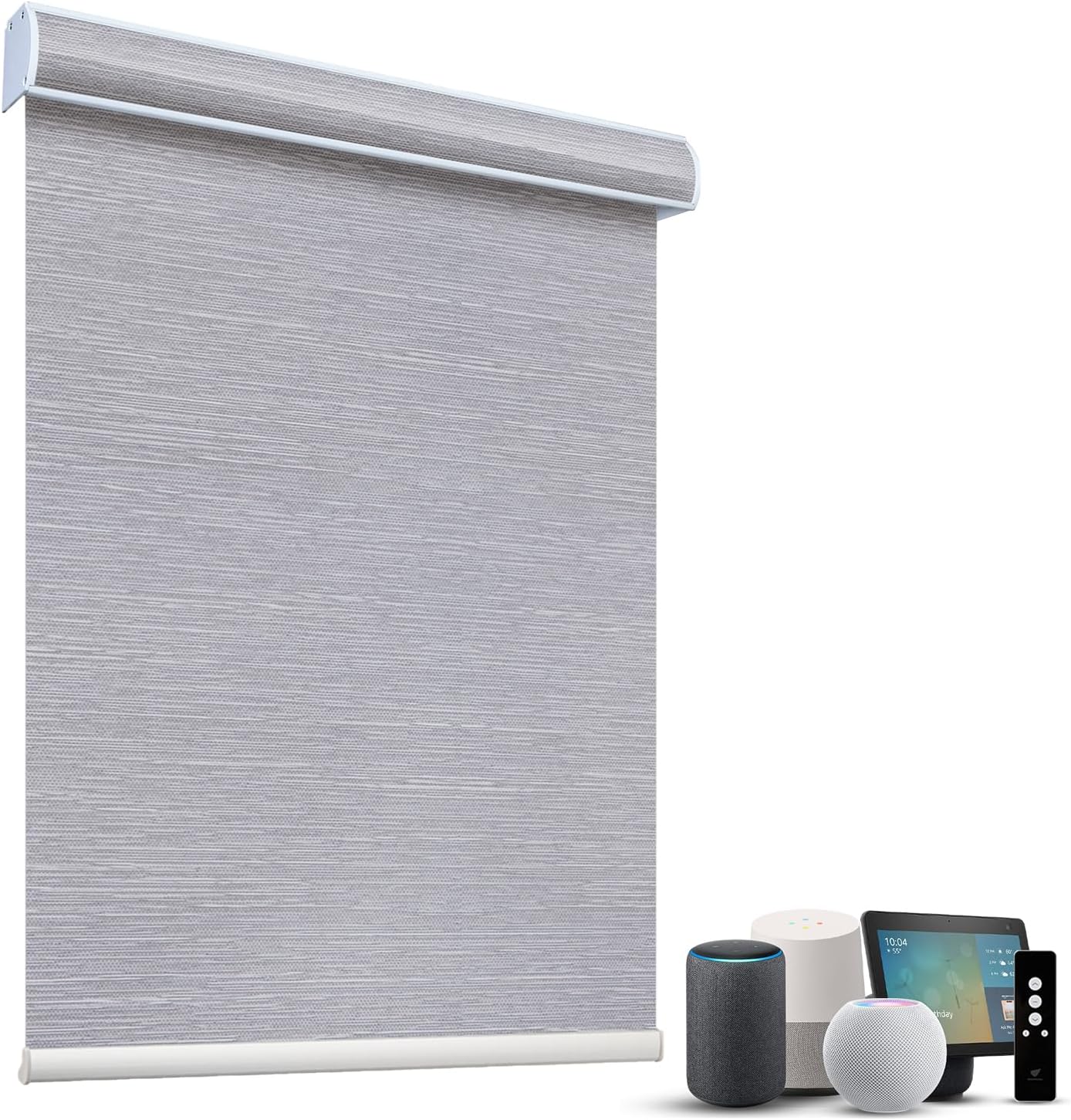 SmartWings Motorized Light Filtering Shades, 70% Blackout, Custom Size, Rechargeable Battery, Works with Matter/Apple HomeKit, Alexa, Thread/Zigbee, Remote Optional, 70% Essential Grey