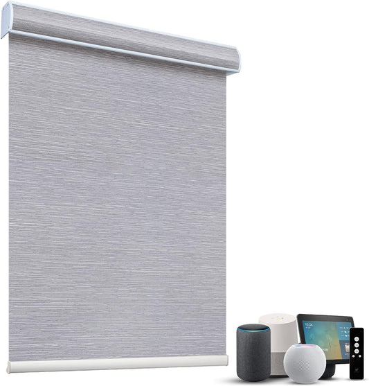 SmartWings Motorized Light Filtering Shades, 70% Blackout, Custom Size, Rechargeable Battery, Works with Matter/Apple HomeKit, Alexa, Thread/Zigbee, Remote Optional, 70% Essential Grey