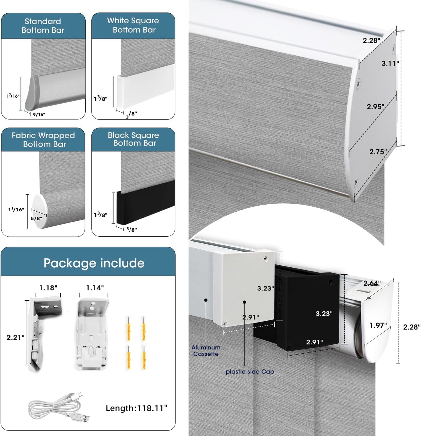 SmartWings Motorized Light Filtering Shades, 50% Blackout PVC Free Smart Blinds, Custom Size, Rechargeable Battery, Works with Matter/Apple HomeKit, Alexa, Thread/Zigbee, Remote Optional, 50% Silver