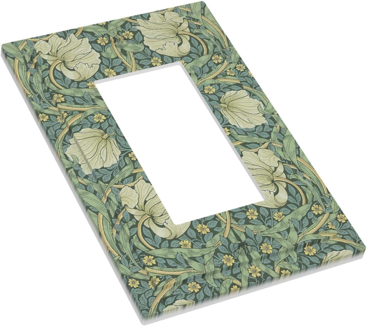 Decorative Outlet Covers Vintage Floral Plant Sage Green William Morris 1 Gang Single Rocker Light Switch Cover Plate Wall Plates GFCI Faceplate for Bedroom Home Decor