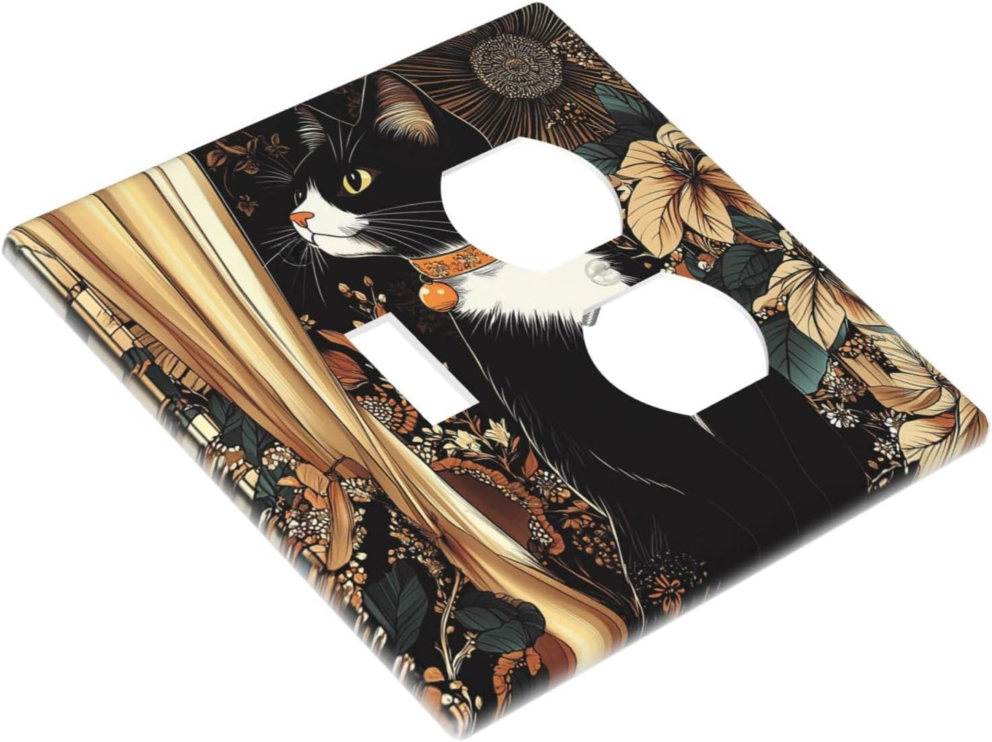 Wallplates Boho Mandala Floral Black Cat Vintage Flower 1 Toggle 1 Duplex Switch Plate Electrical Gfci Faceplate Decorative Light Switch Covers For Farmhouse Home Decor