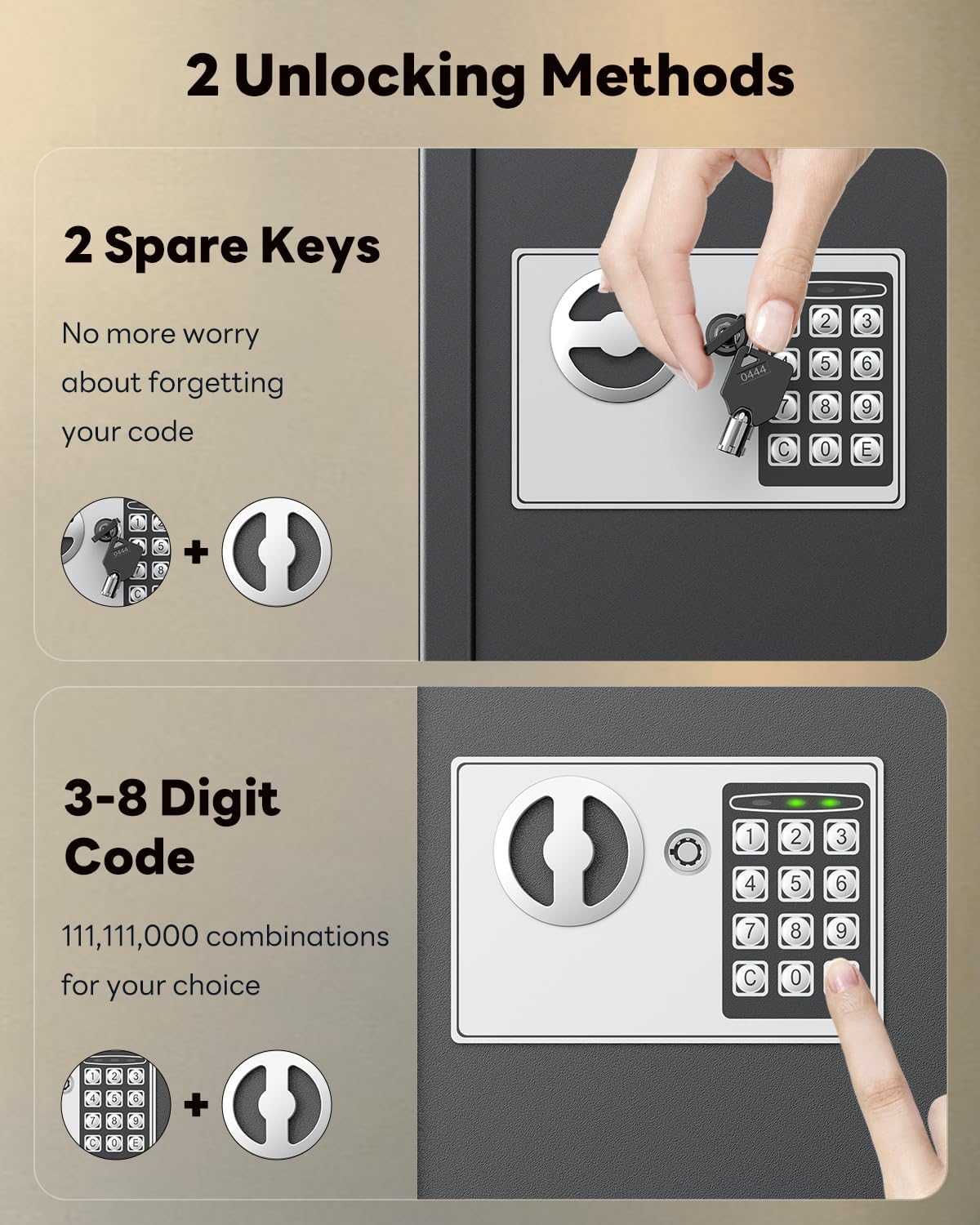 Uniclife 70 Position Key Cabinet with Combination & Key Lock Wall Mounted Security Keys Safe Key Organizer Black Digital with Keypad Adjustable Racks Key Tags & Permanent Pen (Batteries Not Included)