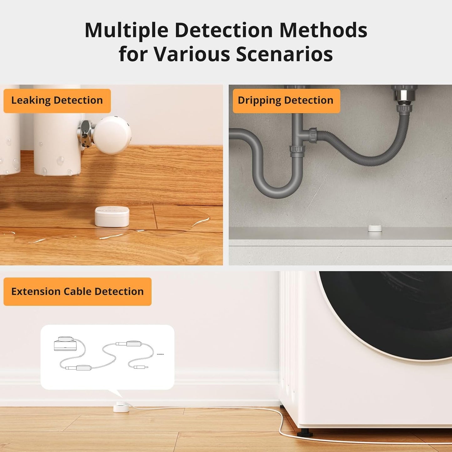 SONOFF SNZB-05P Zigbee Water Leak Sensor with Detection Cable for Alarm System and Smart Home Automation, Wireless Mini Flood Detector for Kitchen Bathroom Basement 2Pack
