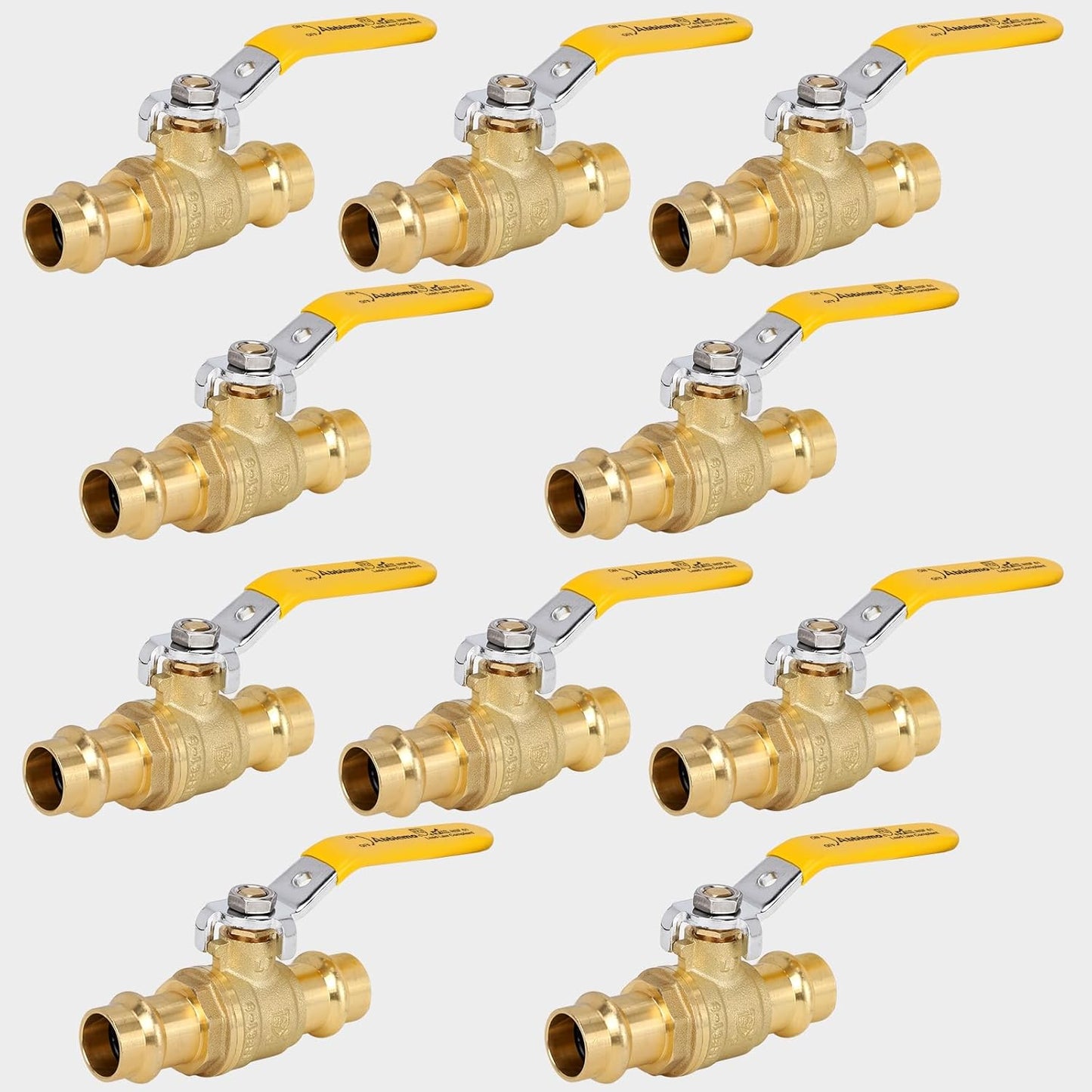 10PCS 1/2" Press Propress Ball Valve with EPDM O-Ring 1/4-Turn Full Port Shut Off Stop Valve for Copper Tubing Connection