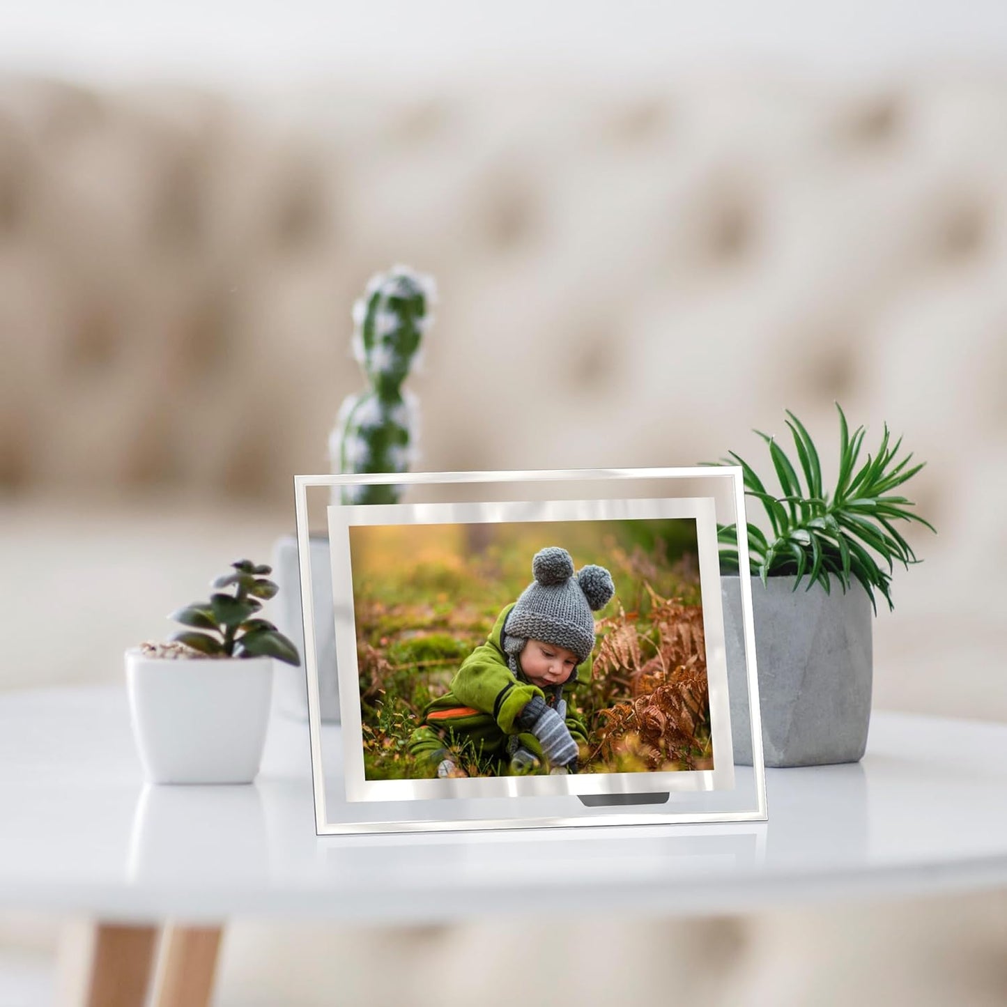5x7 Picture Frames Set of 2, Desktop Clear Glass Photo Frame Horizontal or Vertical Display for Landscape, Portrait, Wedding, Pet Photos