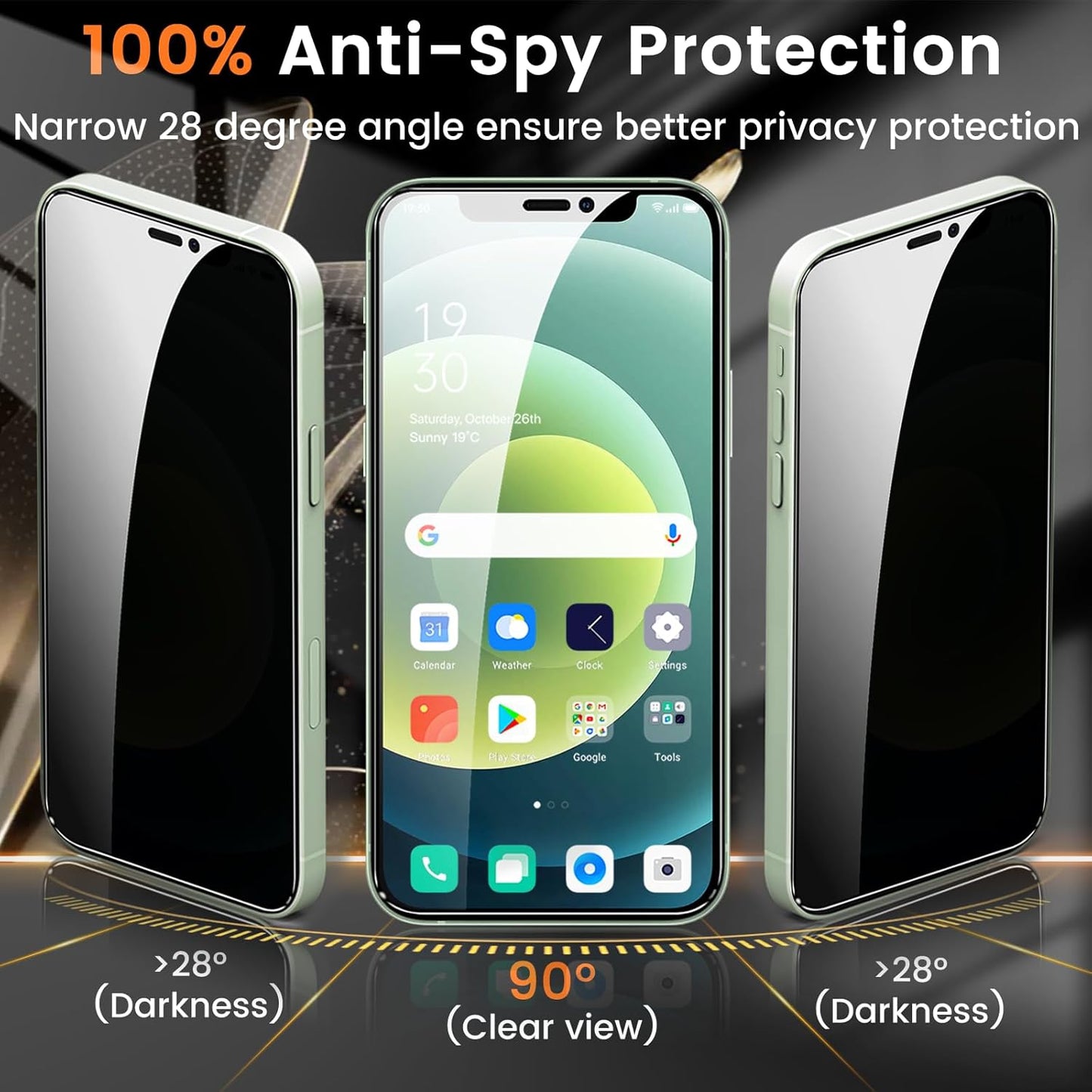 3+3 Pack Privacy Screen Protector for iPhone 12 6.1-Inch with 3 Pack Camera Lens Protector, Anti Spy Tempered Glass Film 9H Hardness Bubble Free Case Friendly