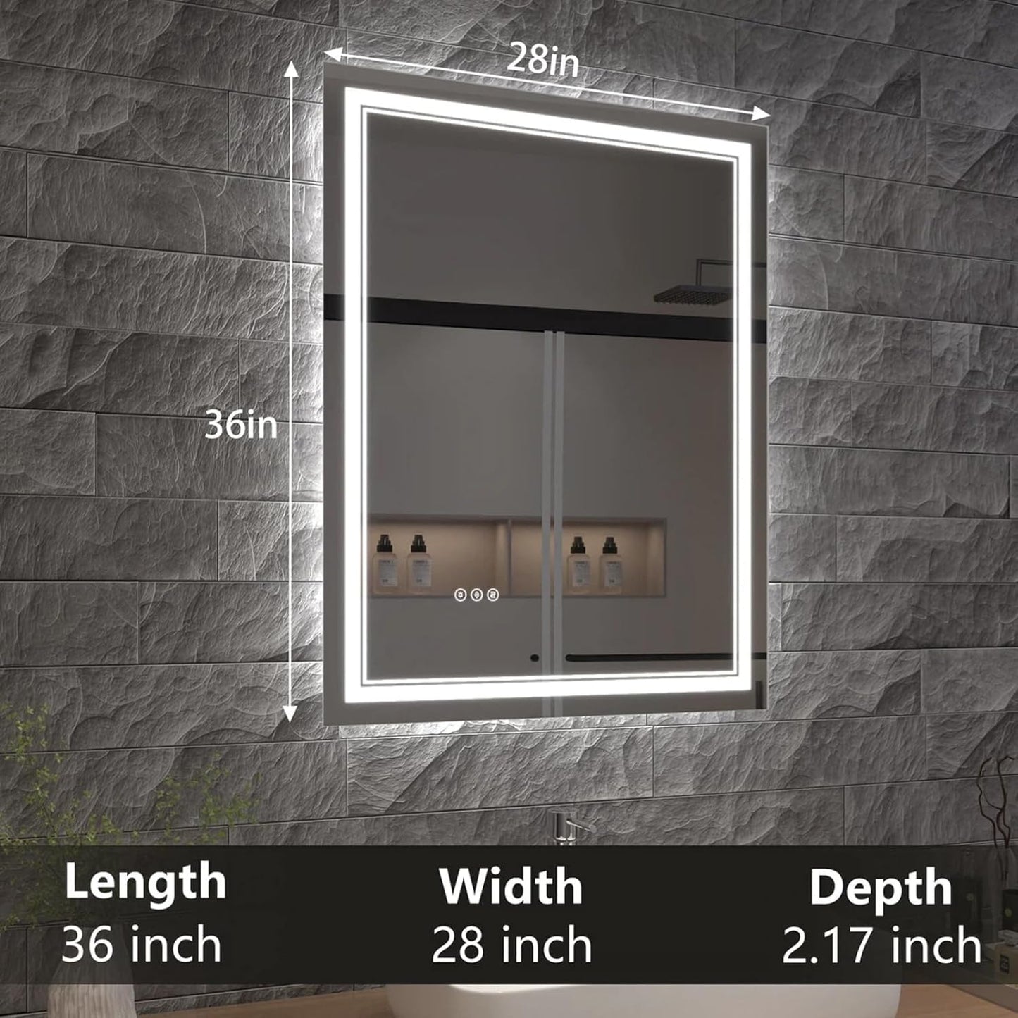 LED Bathroom Mirror with Lights, Wall Mirrors