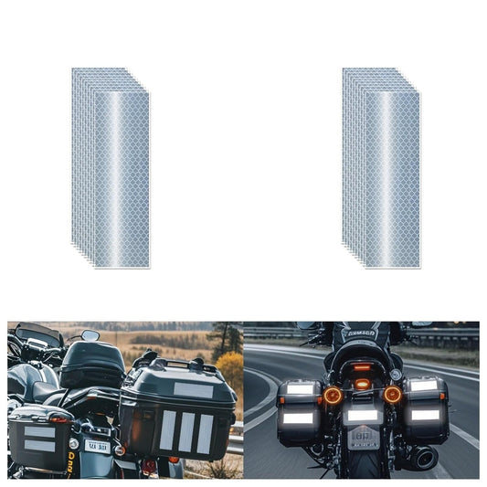 Non Fading White Reflective Stickers 2 inch X 6 inch, Outdoor Waterproof High Visibility Warning Safety Adhesive Reflector Tape (20 Pcs)