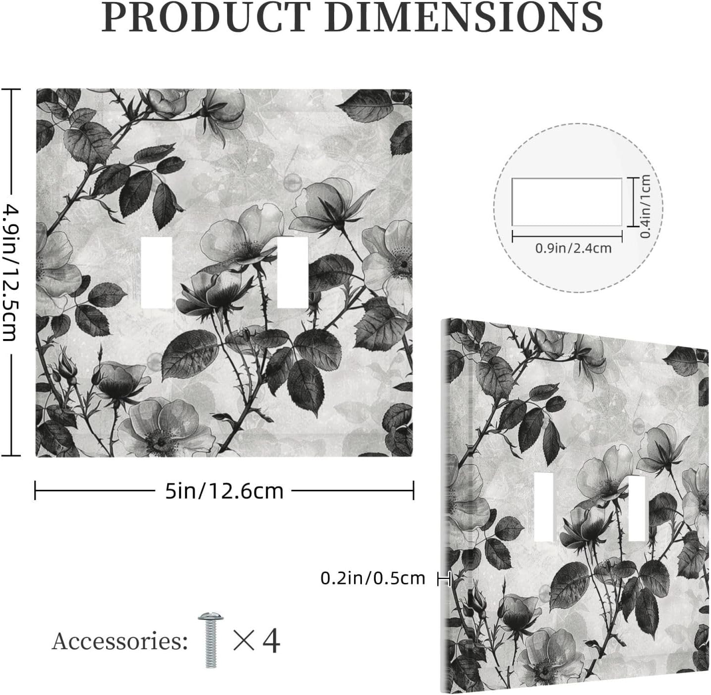 Decorative Switch Plates Black Breezy Watercolor Garden Floral 2 Gang Double Toggle Outlet Light Switch Cover Wall Plate Electrical Faceplate for Bedroom Home Decor