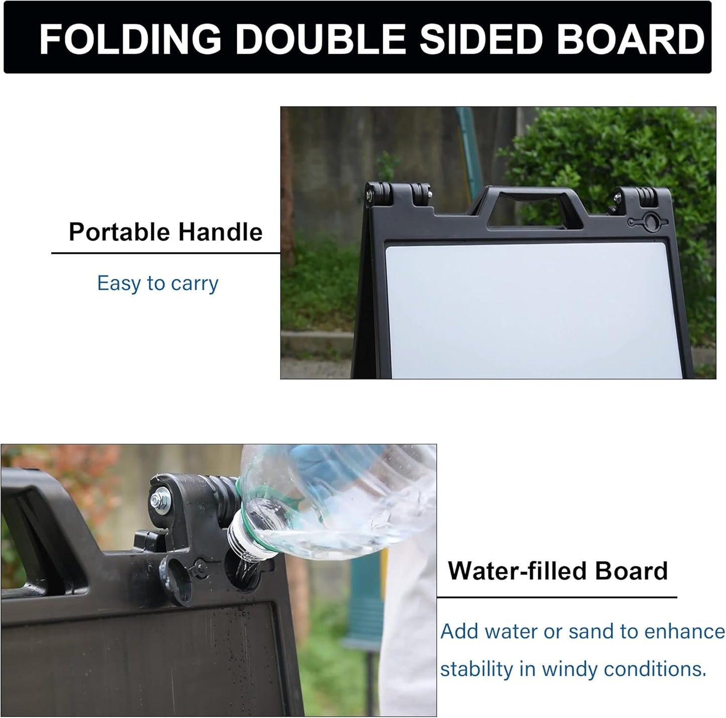 OrangeStar A-Frame Sidewalk Sign 24 x 36 Inch Folding Double Sided Sandwich Board Plastic Outdoor Advertising Signboard for Restaurant, Business, Events, Grey (Frame only)
