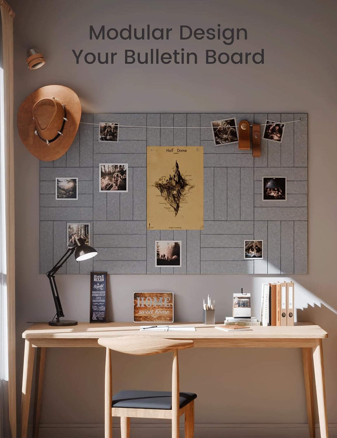 Large Felt Bulletin Board 48" x 36" Cork Board Alternative-12 Pack with 70 Safe Removable Adhesive Tabs, Cork Boards for Walls Cork Board for Home Office Classroom Pin Board-Blue Gray