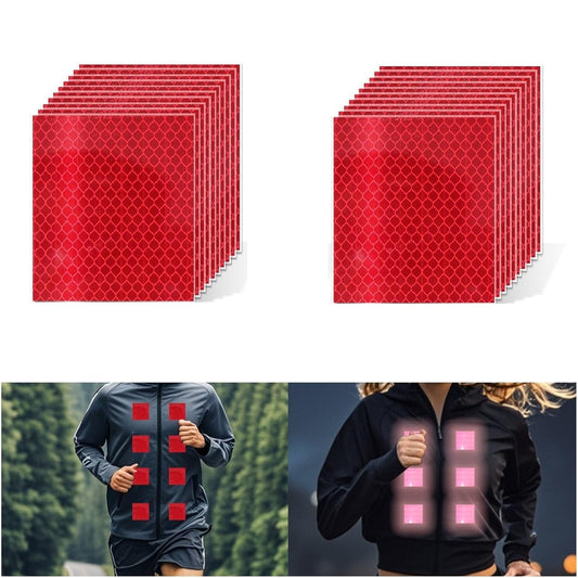 Non Fading Red Reflective Stickers 4 inch X 4 inch, Outdoor Waterproof High Visibility Warning Safety Adhesive Reflector Tape (20 Pcs)