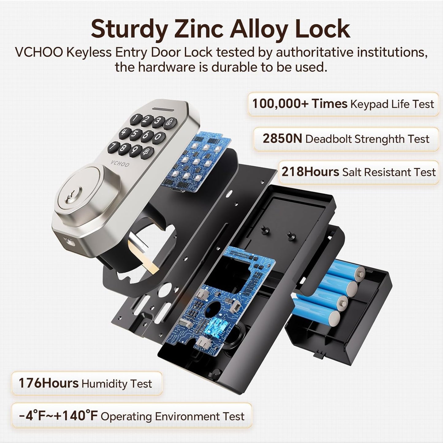 Keyless Entry Door Lock with 2 Knobs App Control Smart Locks for Front Door WiFi Door Lock Set Automatic Lock One Time Password Anti Peeping Password IP54, Satin Nickel