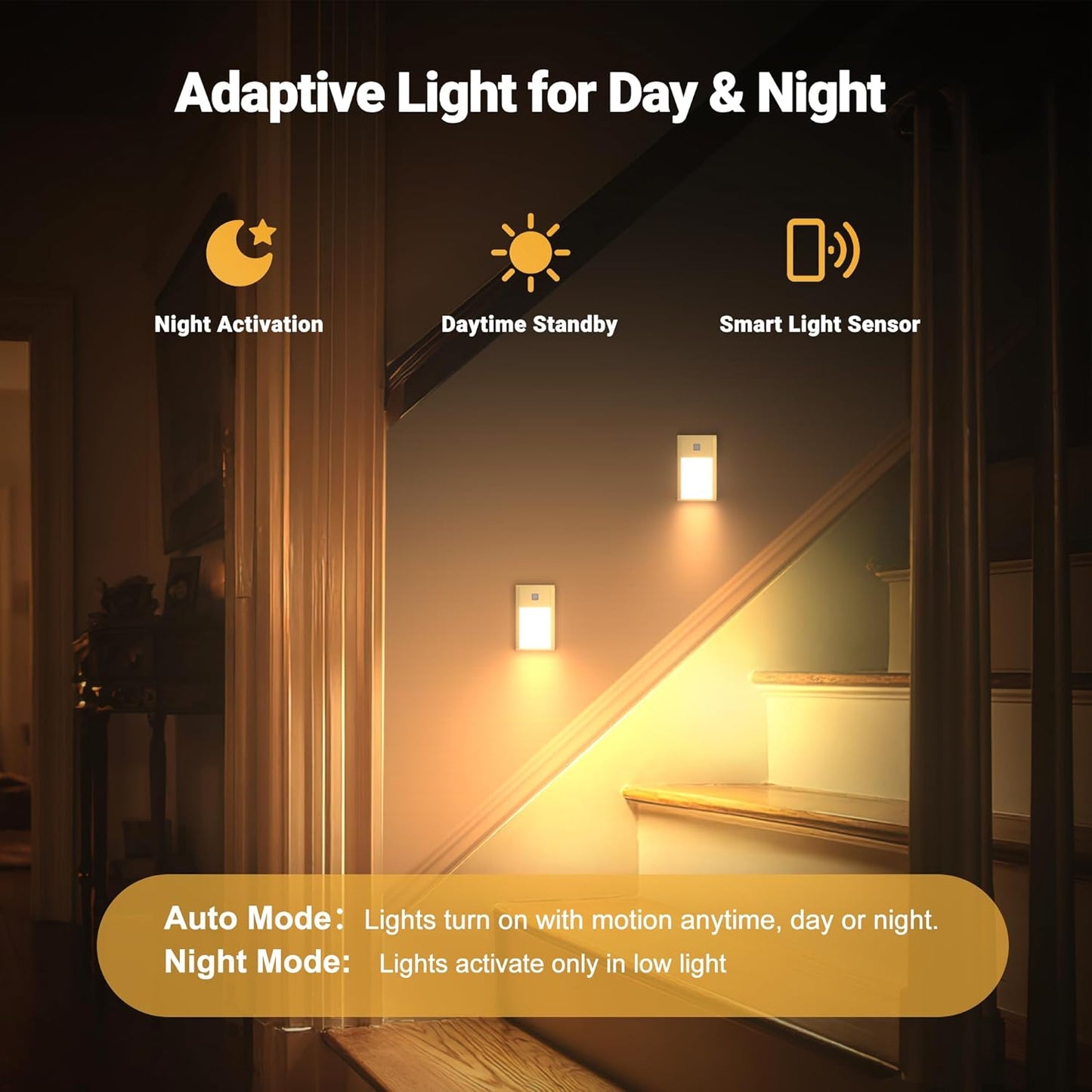 Rechargeable Motion Sensor Night Lights, 8-Pack - Painted Grey Aluminum Alloy, Ultra-Compact Magnetic Mount, 3000K Warm White Glow, Ideal for Hallways, Bedrooms, Stairs & Nightly Use
