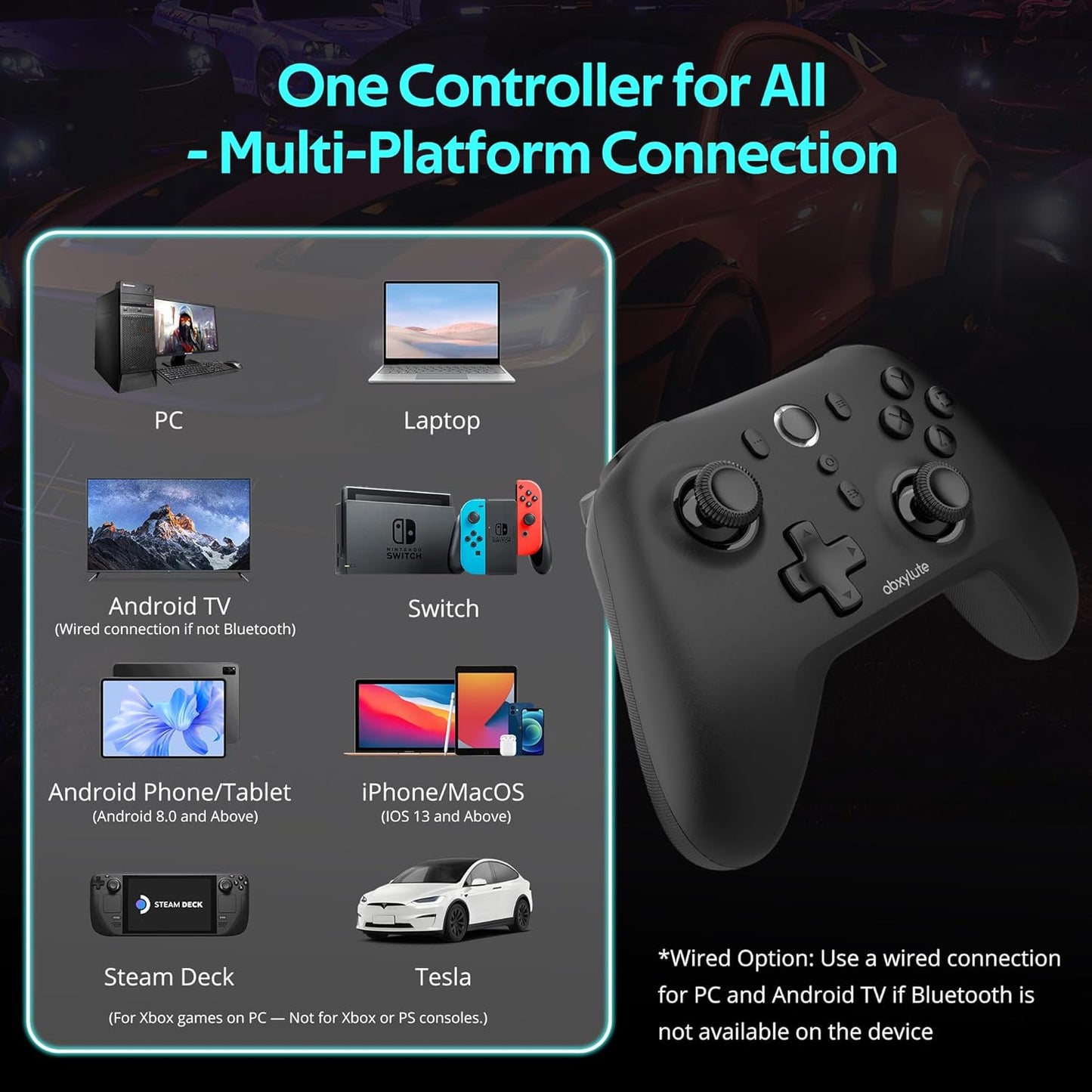 C6 Wireless PC Controller, Bluetooth Game Controller- 1000Hz Polling Rate- Hall Effect Joystick for Windows PC, Nintendo Switch, Switch 2, Steam Deck, Android TV/Mobile, iOS, MAC &Tesla Vibration Turbo