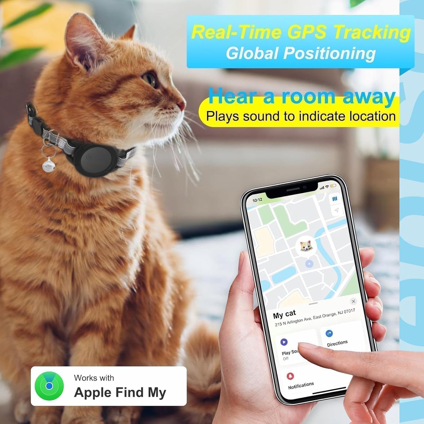 GPS Tracker for Cats, Mini GPS Cat Tracker, Smart Pet Activity Tracker, No Monthly Fee, Compatible with Apple Find My(iOS Only), Anti-Lost, Finder Tag for Vehicles, Pets, Kids, Items (1 Pack)