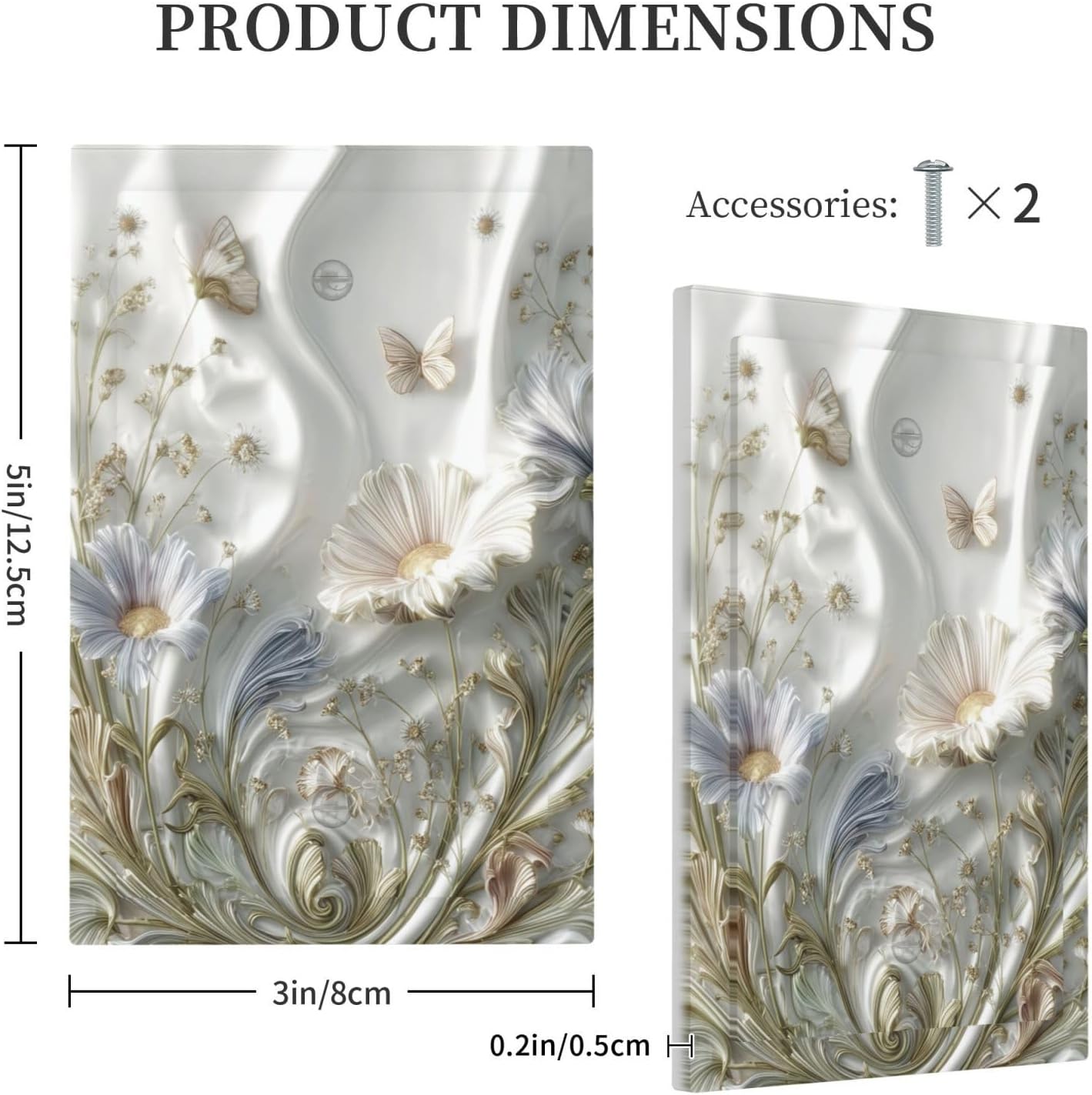 Artistic Flowers Floral Plant No Device Single Blank Decorative Light Switch Covers Electrical Faceplate Switch Plates for Bathroom Kitchen Home