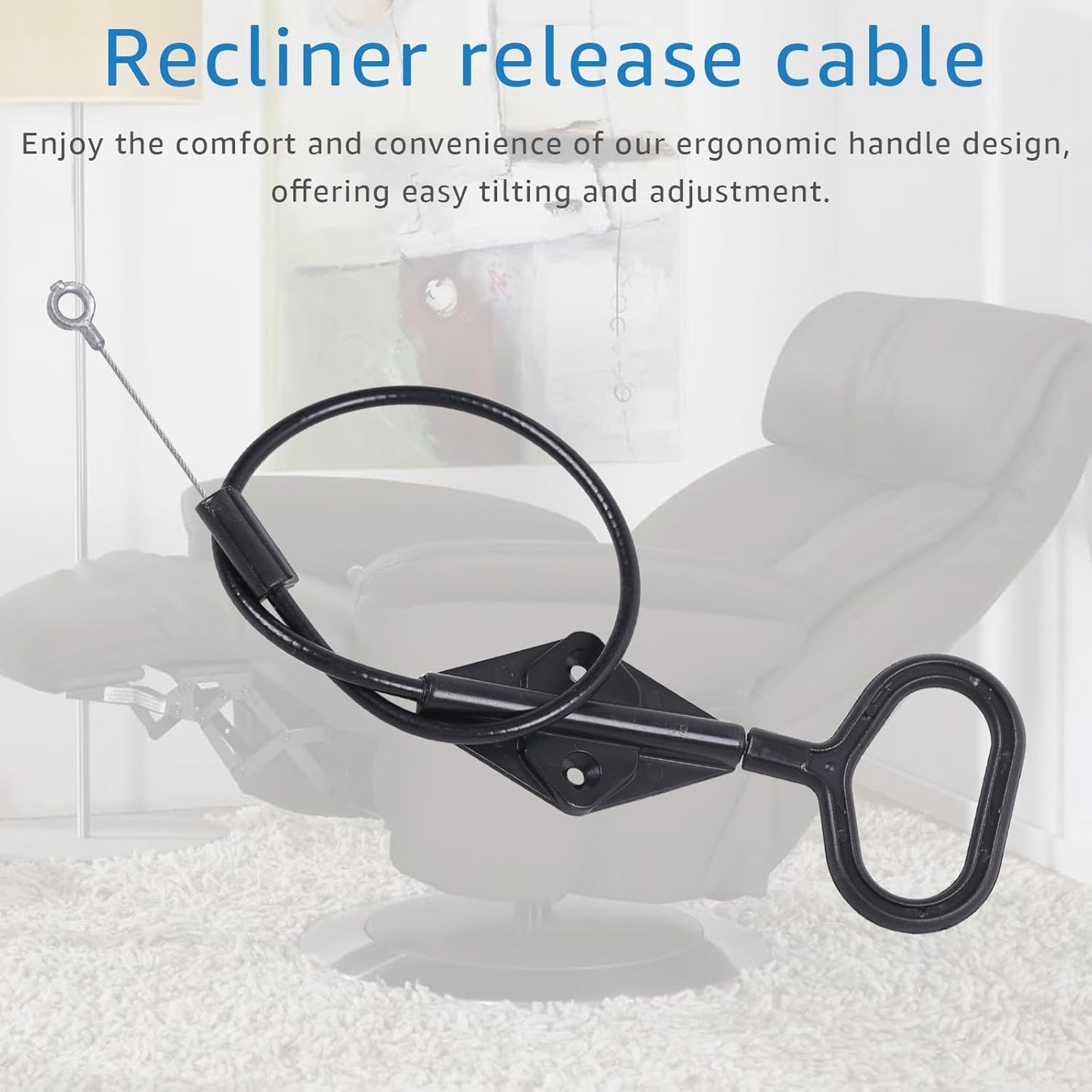 Recliner D Ring Handle Replacement for Recliner Adjustment and Maintenance Lazy Boy, Lazy boy Handle Cable, Release Cable Couch, with 3-inch Exposed Steel Wire O-end 2 Pack