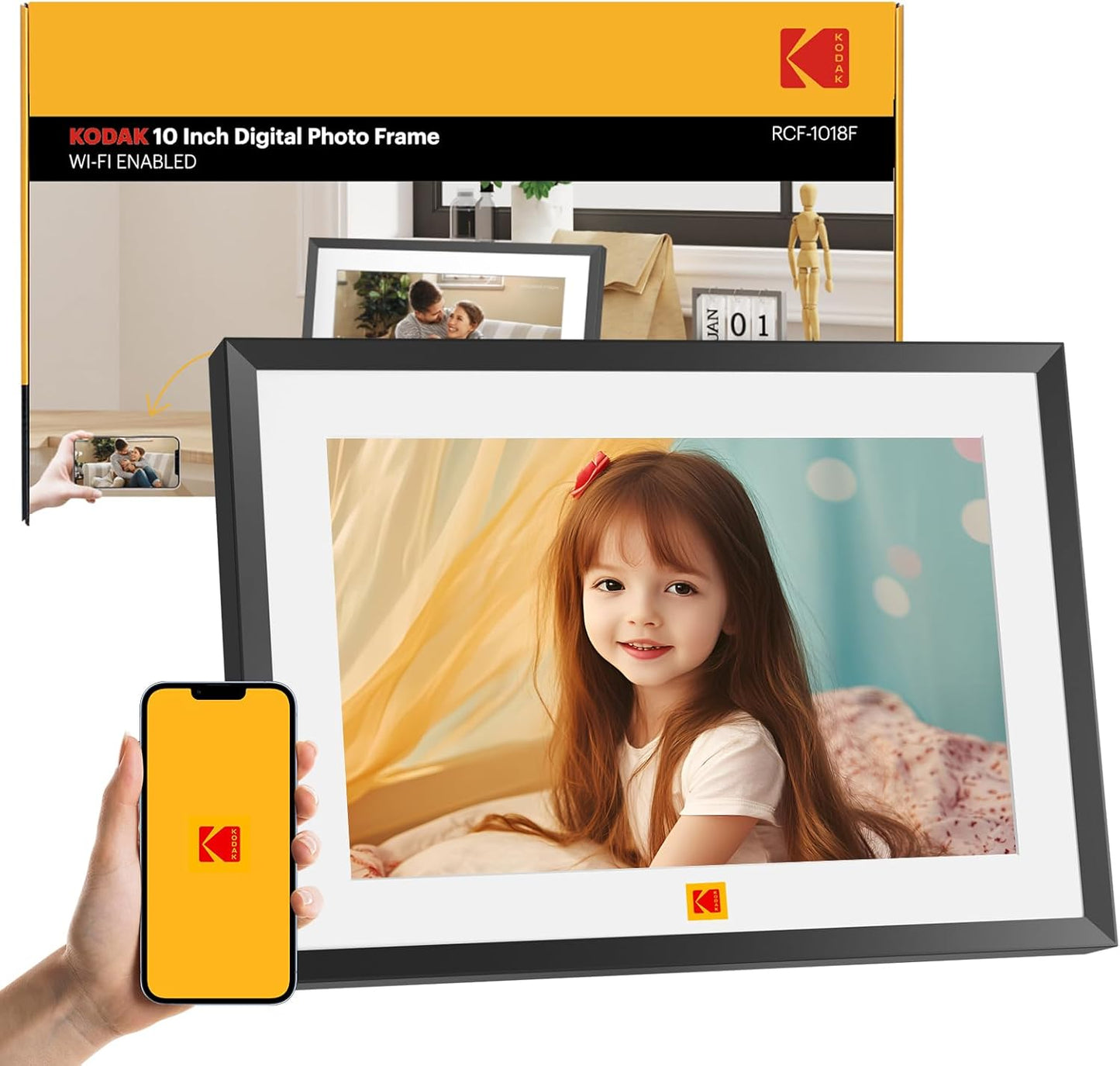 KODAK 10.1 Inch WiFi Digital Picture Frame,1280x800 HD IPS Touch Screen, Electronic Smart Photo Frame with 32 GB Memory, Auto-Rotate, Instantly Share Photos/Videos Anywhere