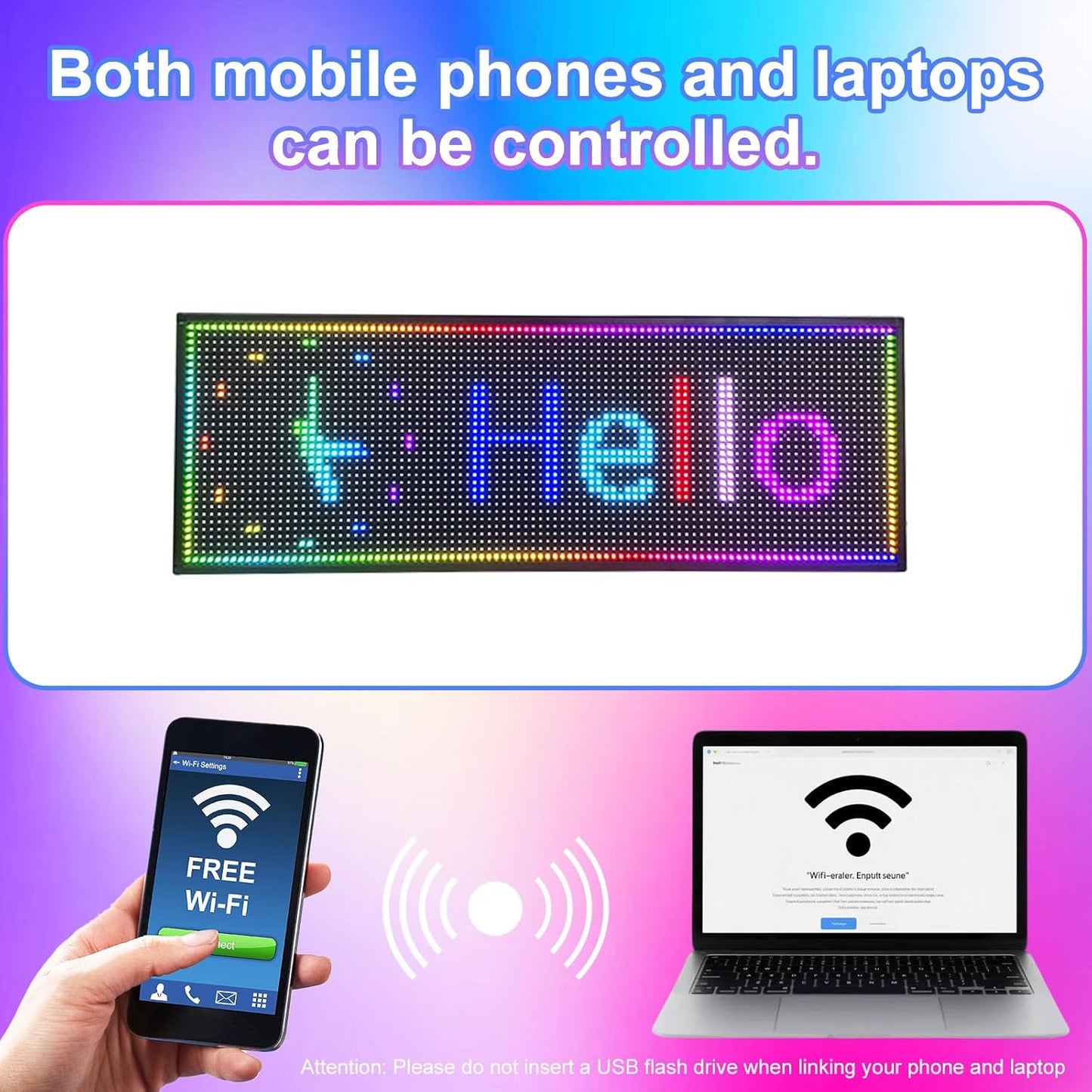 Programmable Scrolling LED Sign Outdoor Signs for Businesses Pantalla LED Para Publicidad Waterproof Digital Display Board - Custom Electronic Message Panel for Wall (Letrero) 26"X14"