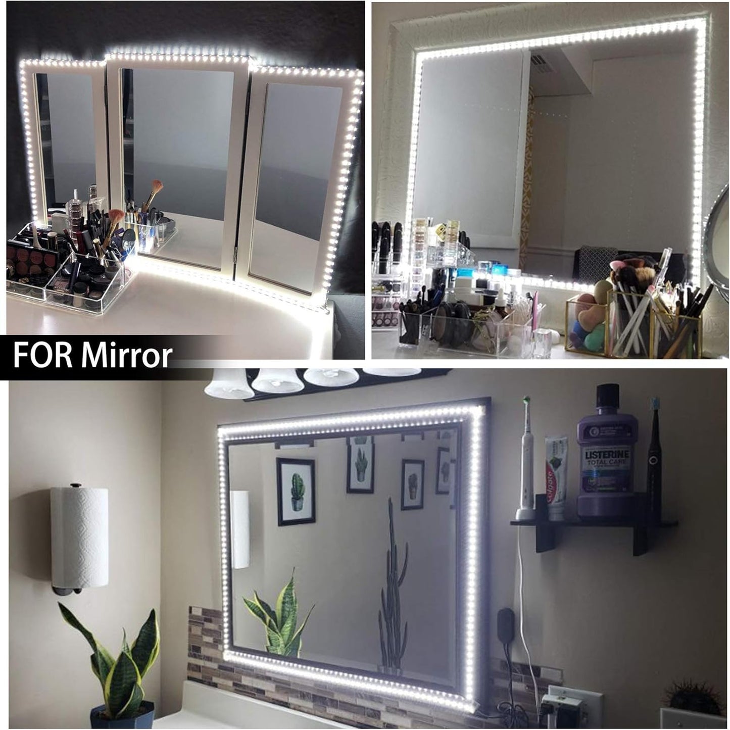 MYPLUS 32.8 FT White Strip Lights, Dimmable LED Tape Light 6500K Bright Daylight White, Flexible Under Cabinet Lights with 600 LEDs and UL Listed Safety Power Supply for Room,Kitchen and décor