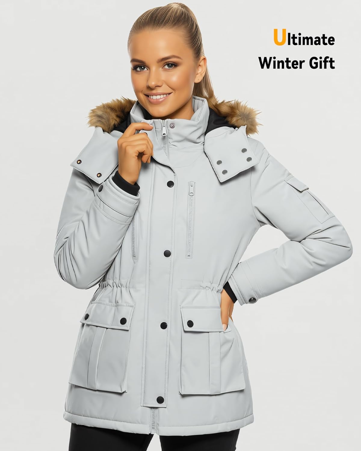 Graphene Heated Jacket for Women with Large Capacity Battery Pack Waterproof Windproof