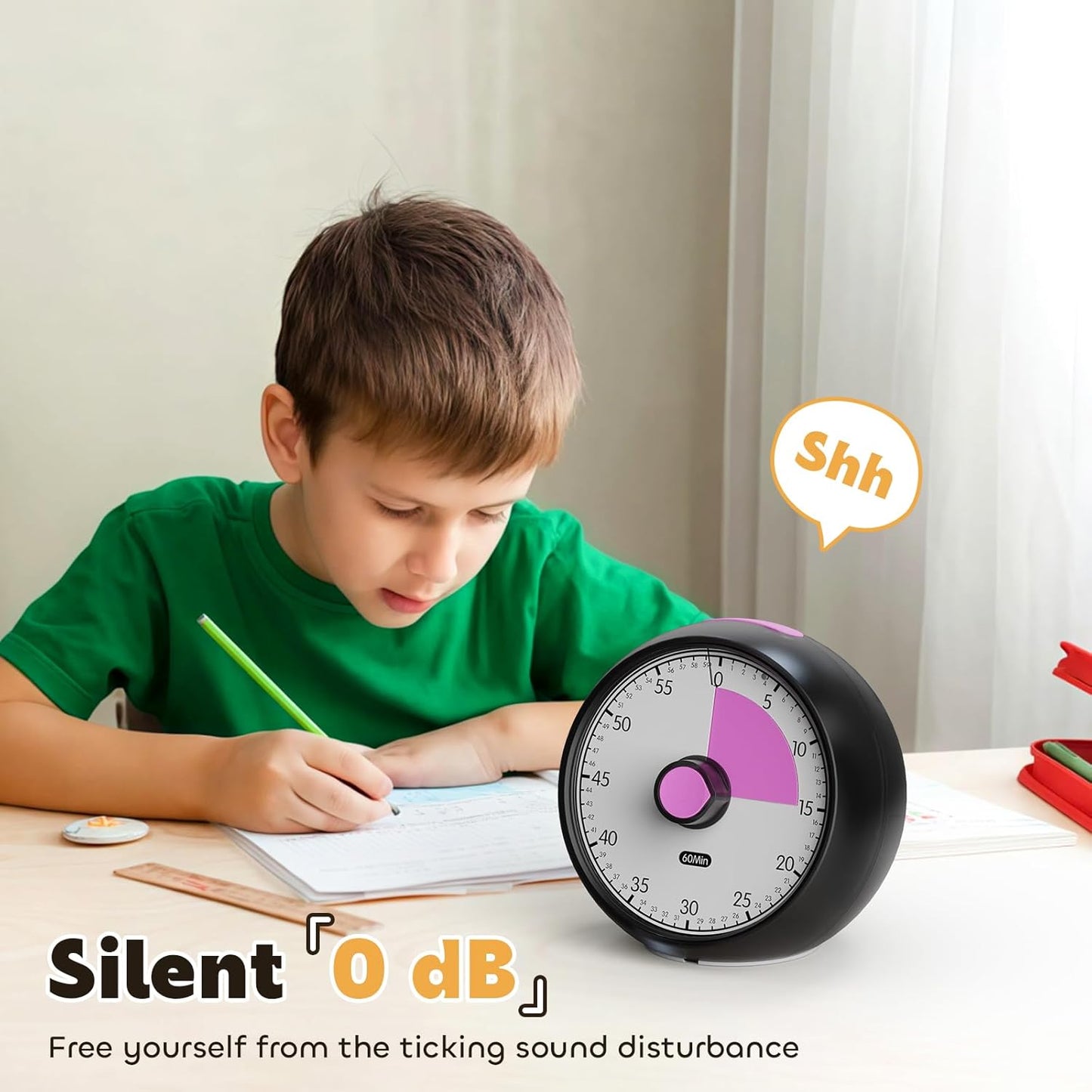 Visual Timer for Kids 60-Minute - Silent Analog Countdown Time Timer with Optional Alarm, Focus Tool for ADHD & Autism, Time Management for Homework, Chores, Office, Kitchen, Teaching & Study Routines